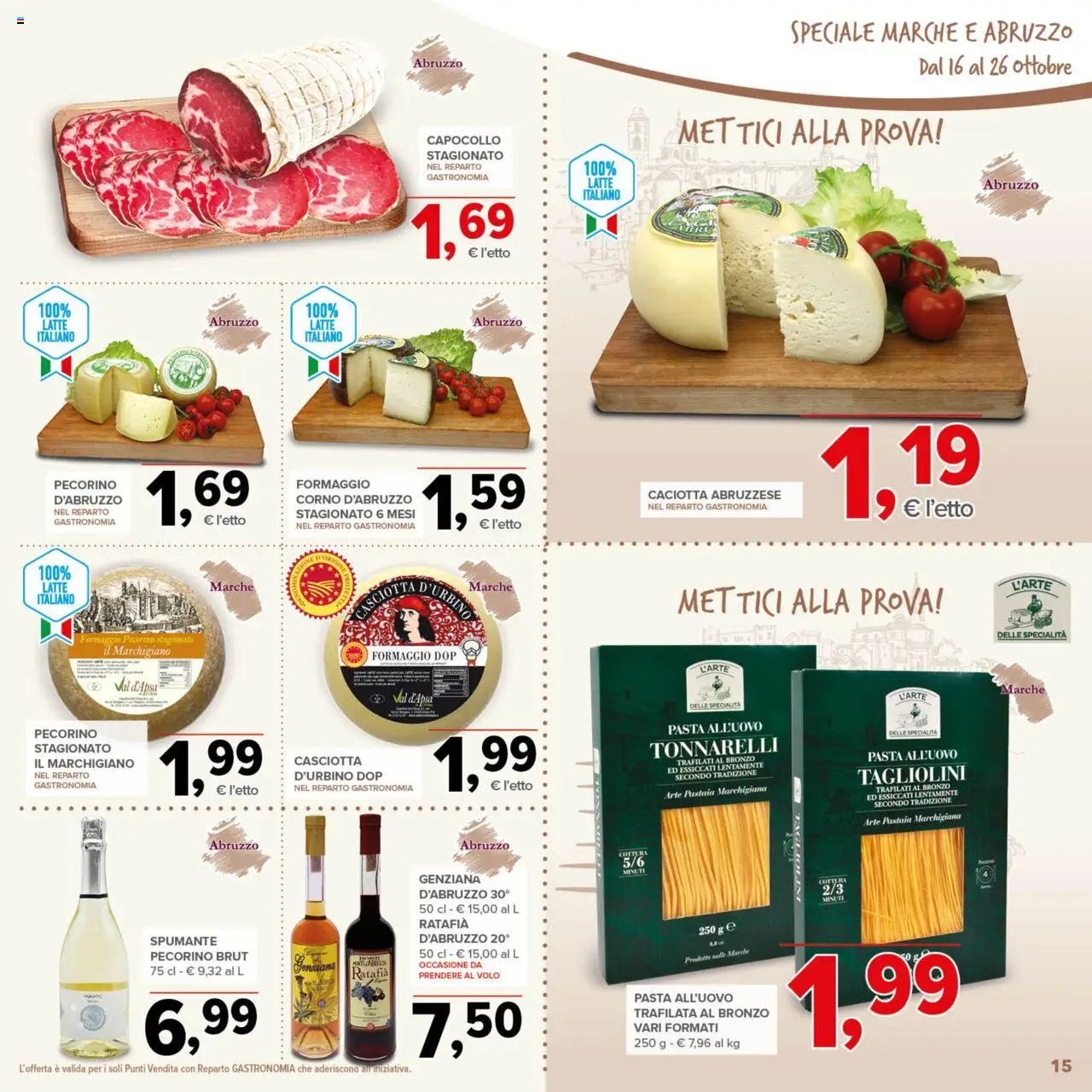 Volantino Todis del 16.10.2025 | Pagina: 15 | Prodotti: Latte, Pasta, Spumante, Pecorino