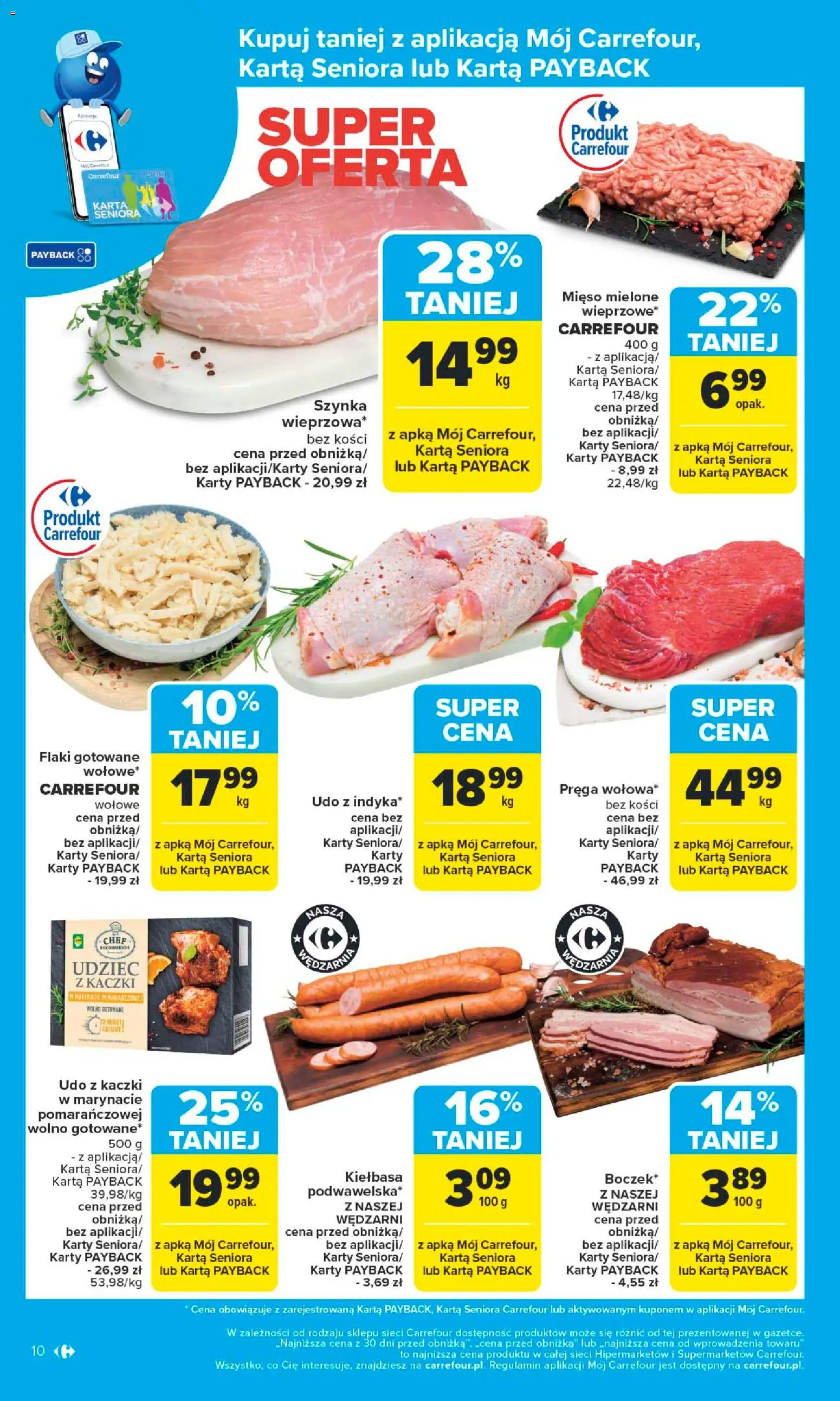 Carrefour Gazetka - Poznań Zmieniliśmy się dla Ciebie od 27.10.2025 | Strona: 12 | Produkty: Karta, Mięso, Szynka, Flaki