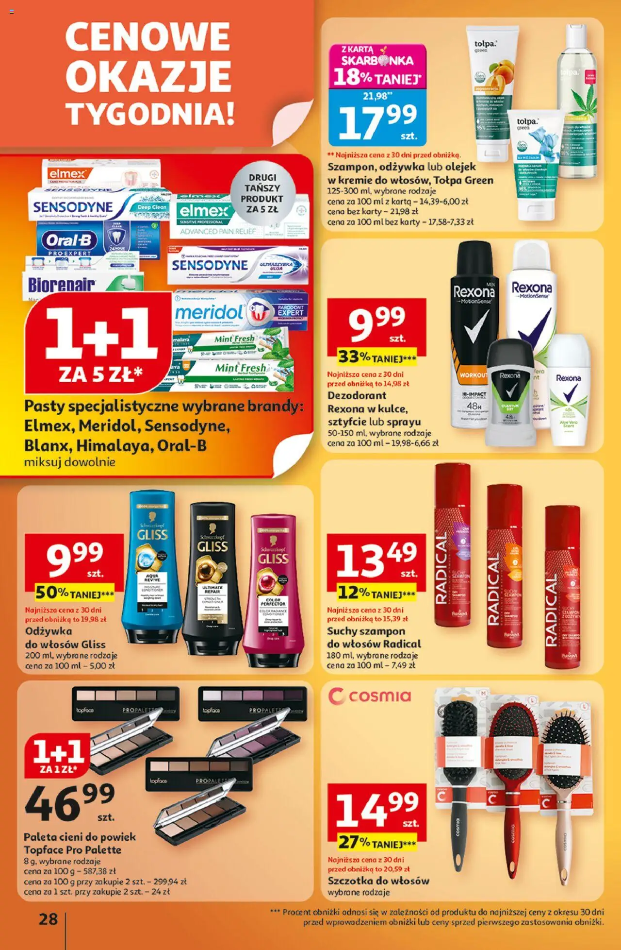 Auchan Gazetka - Wielkie przeboje cenowe Hipermarket od 09.10.2025 | Strona: 28 | Produkty: Szczotka, Szampon, Odżywka, Dezodorant