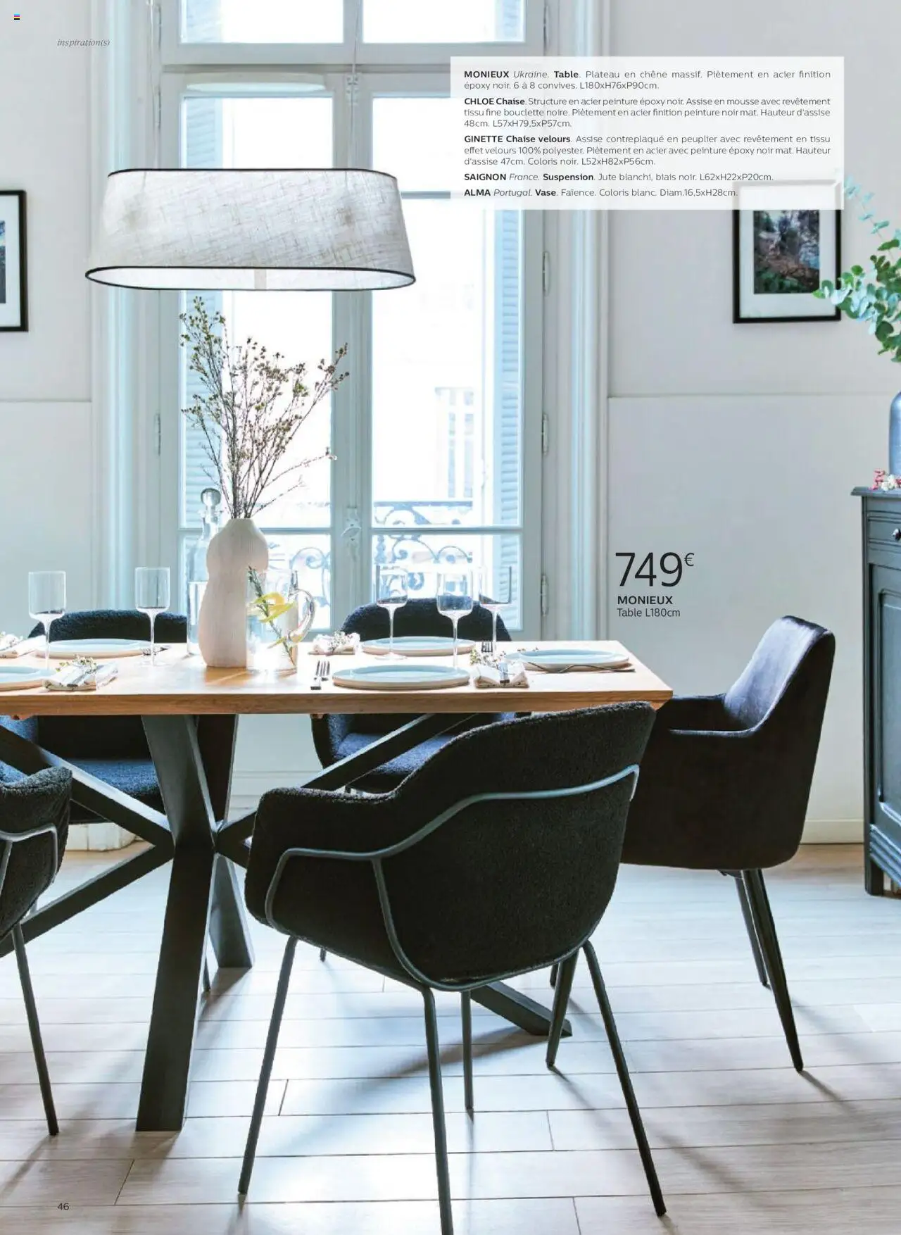 {H1} | Page: 46 | Produits: Plateau, Mousse, Table, Chaise