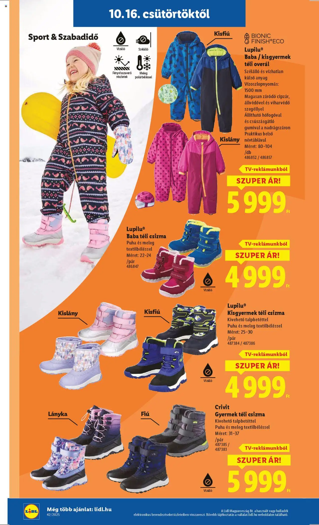 Lidl akciós ujság - amely érvényes a következő dátumtól: 16.10.2025 | Oldal: 24 | Termékek: Csizma, Overál