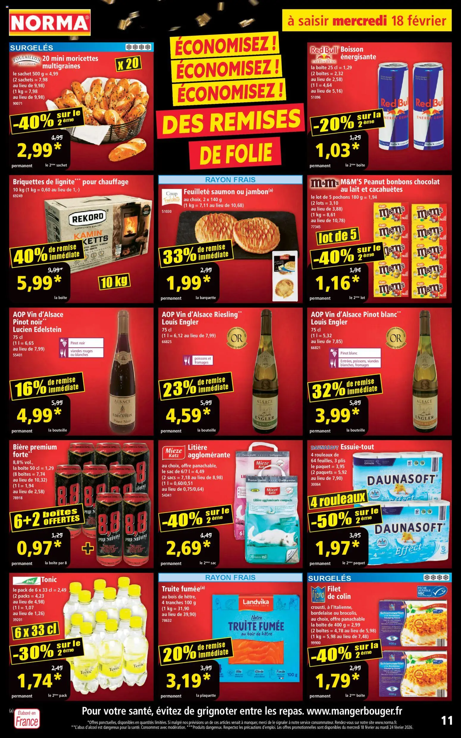 {H1} | Page: 11 | Produits: Sac, Truite fumée, Boisson énergisante, M&M's peanut