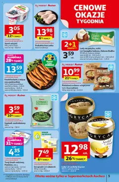 Auchan Gazetka od 31.07.2025 | Strona: 5 | Produkty: Kurczak, Szpinak, Serek wiejski, Lody