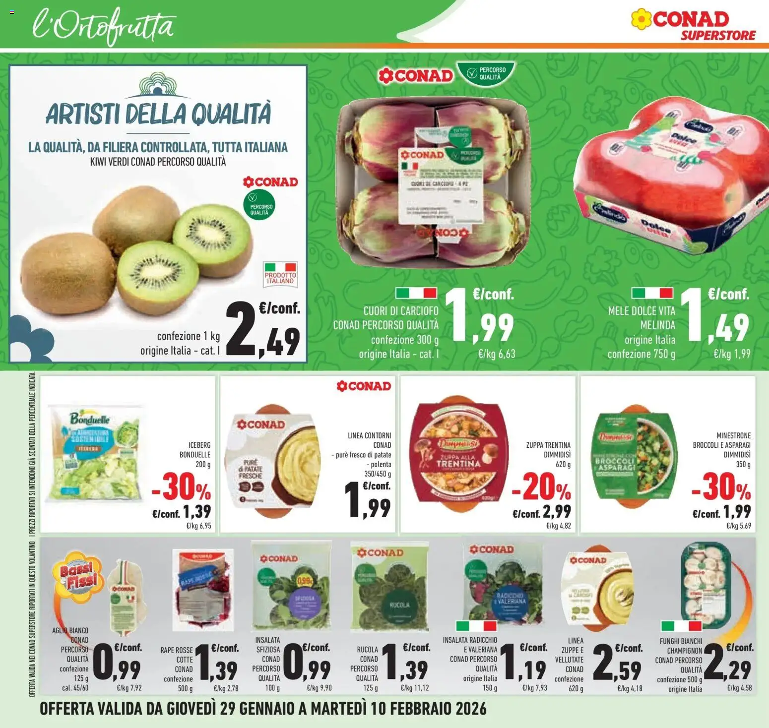 Volantino Conad del 29.01.2026 | Pagina: 12 | Prodotti: Valeriana, Kiwi, Insalata, Broccoli