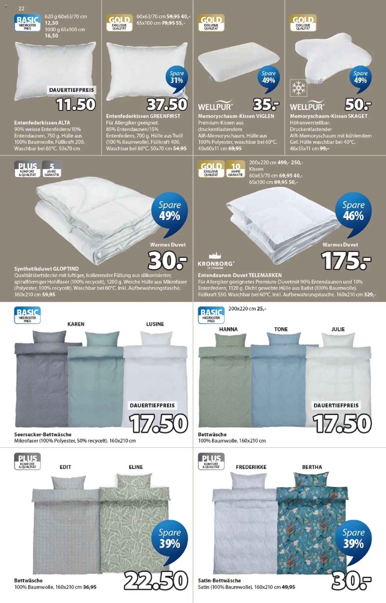 JYSK aktionen – gültig ab 28.04.2026 | Seite: 22 | Produkte: Kissen, Hülle, Bettwäsche