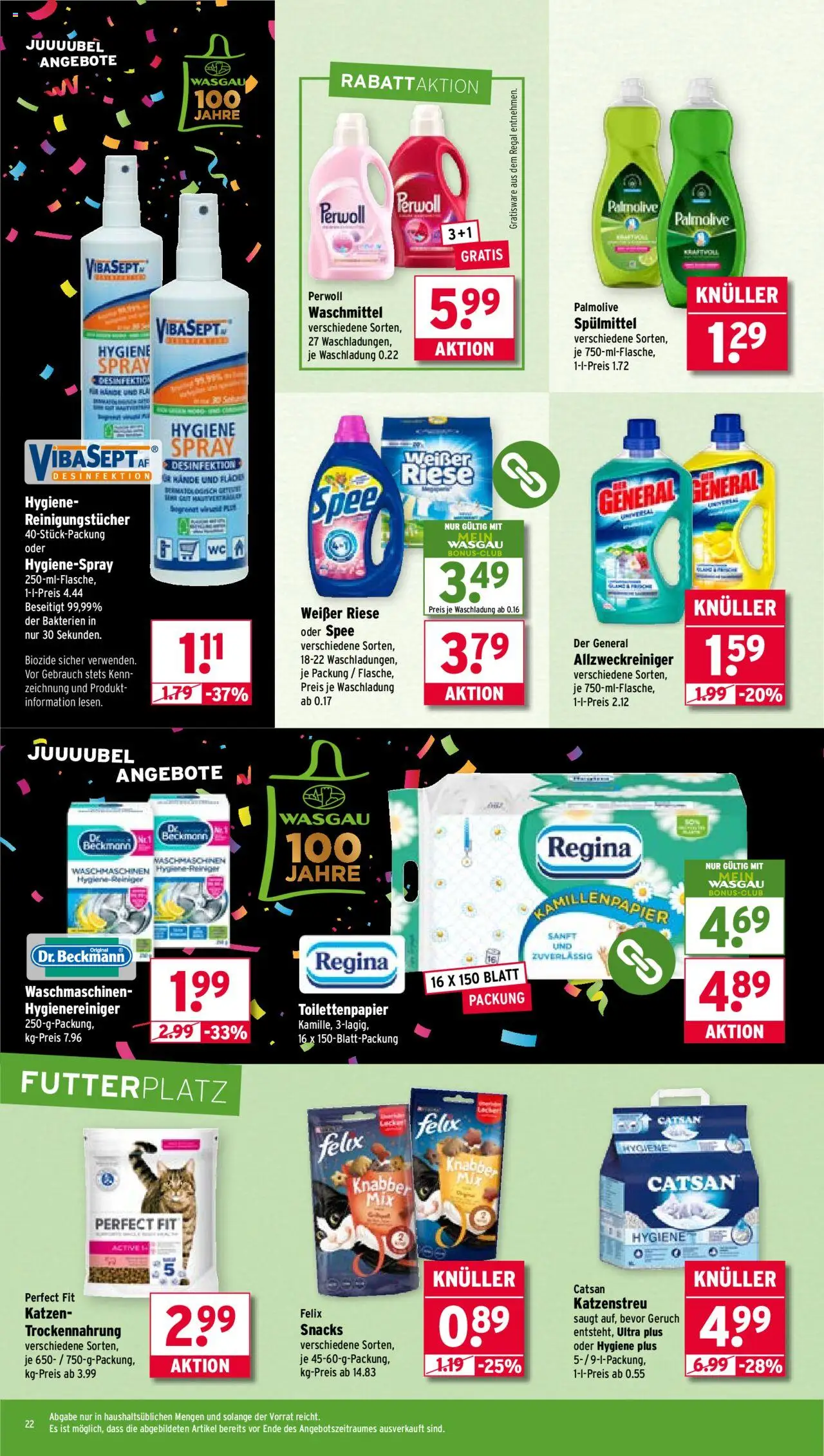 Wasgau Prospekt 	 - gültig ab dem 25.08.2025 | Seite: 22 | Produkte: Catsan, Regal, Perwoll, Spee