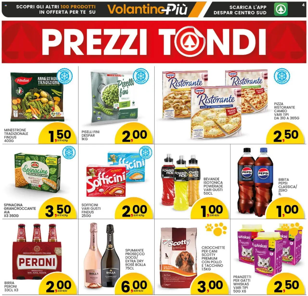 Volantino Interspar del 13.10.2025 | Pagina: 4 | Prodotti: Spinaci, Piselli, Bibita, Pepsi