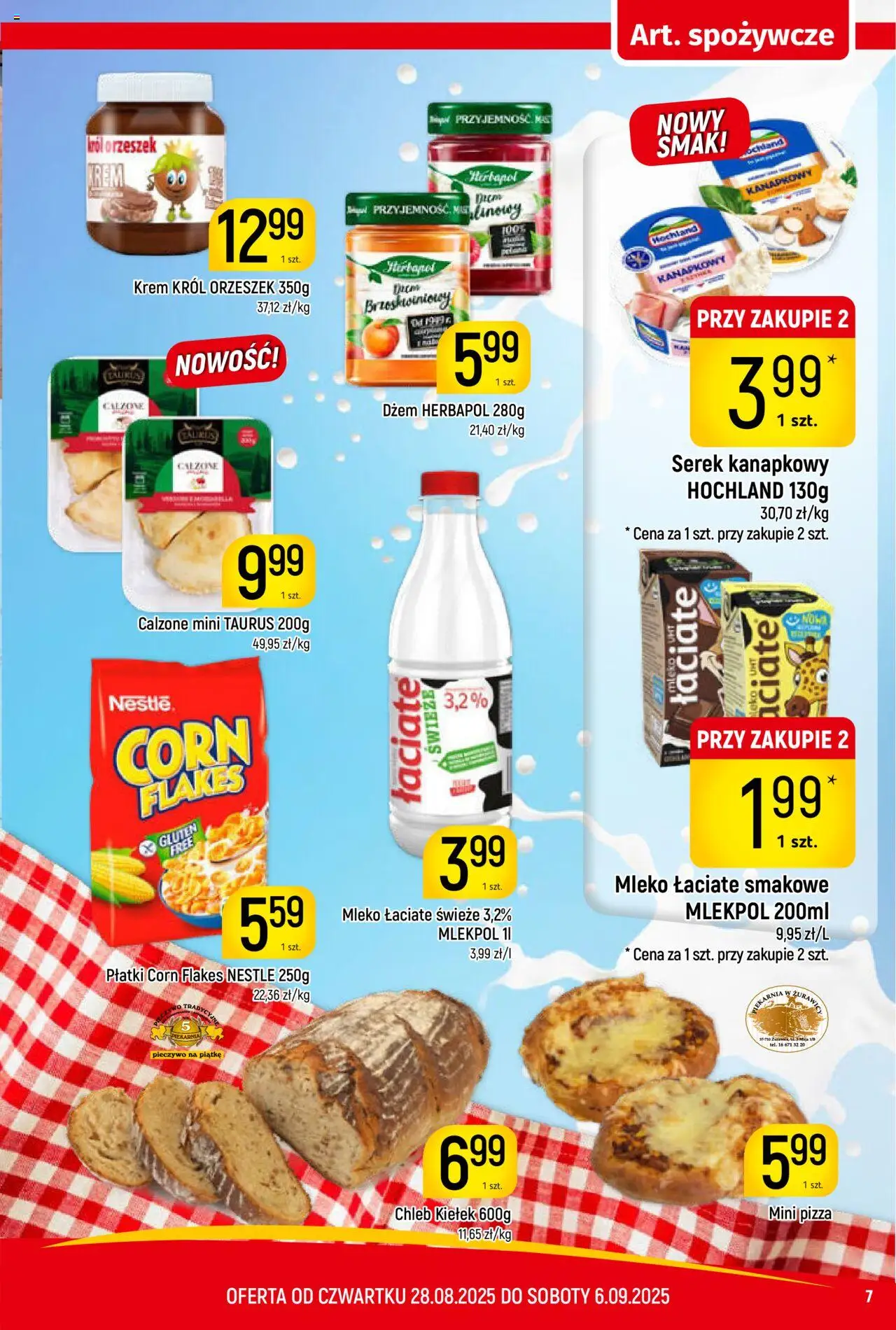 Piotruś Pan Gazetka od 28.08.2025 | Strona: 7 | Produkty: Serek kanapkowy, Dżem, Chleb, Pizza