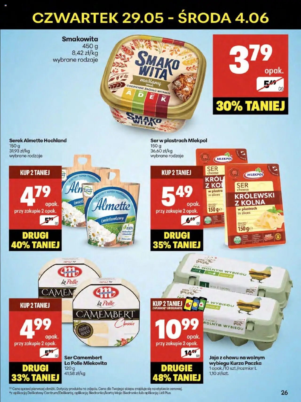 Delikatesy Centrum Gazetka od 29.05.2025 | Strona: 26 | Produkty: Karta, Serek, Ser camembert, Delikatesy