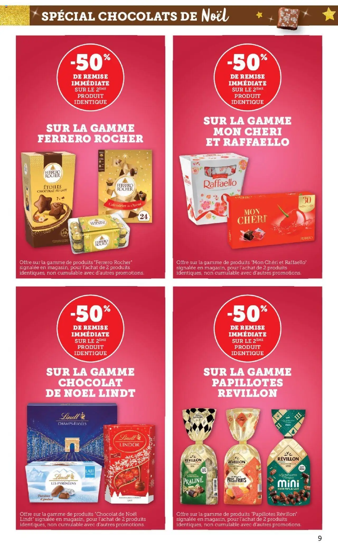 {H1} | Page: 9 | Produits: Ferrero rocher, Papillotes Révillon, Lindt, Pâtes