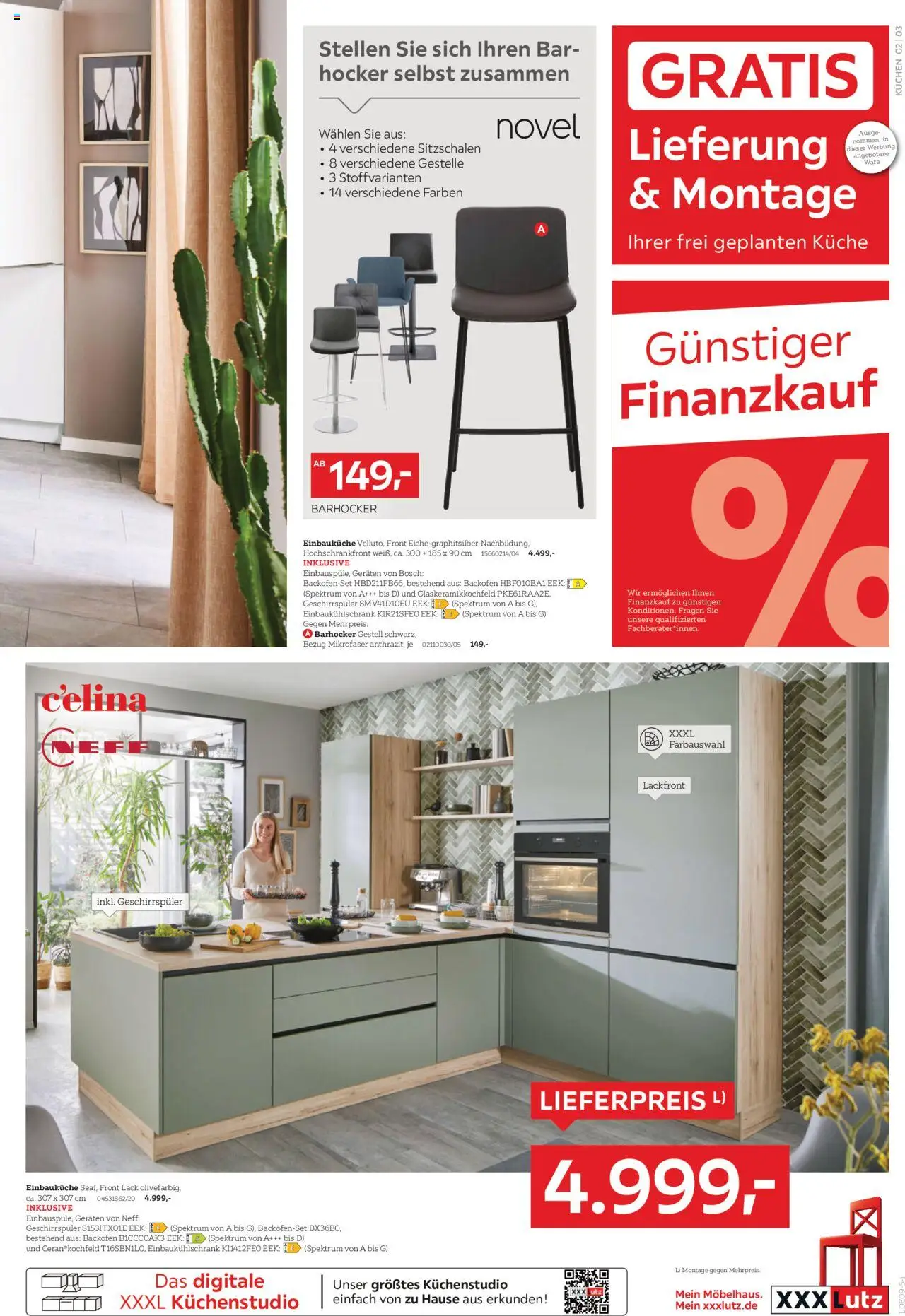 XXXL Lutz Nr. 1 bei Küchen - gültig ab dem 25.08.2025 | Seite: 3 | Produkte: Bosch, Geschirrspüler, Einbauküche, Hocker