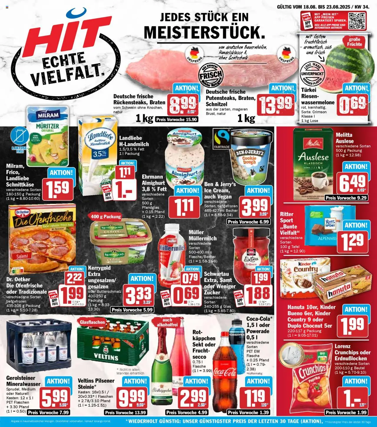 HIT - Nordrhein-Westfalen - gültig ab dem 18.08.2025 | Seite: 1 | Produkte: Melitta, Ofenfrische, Zucker, Gerolsteiner