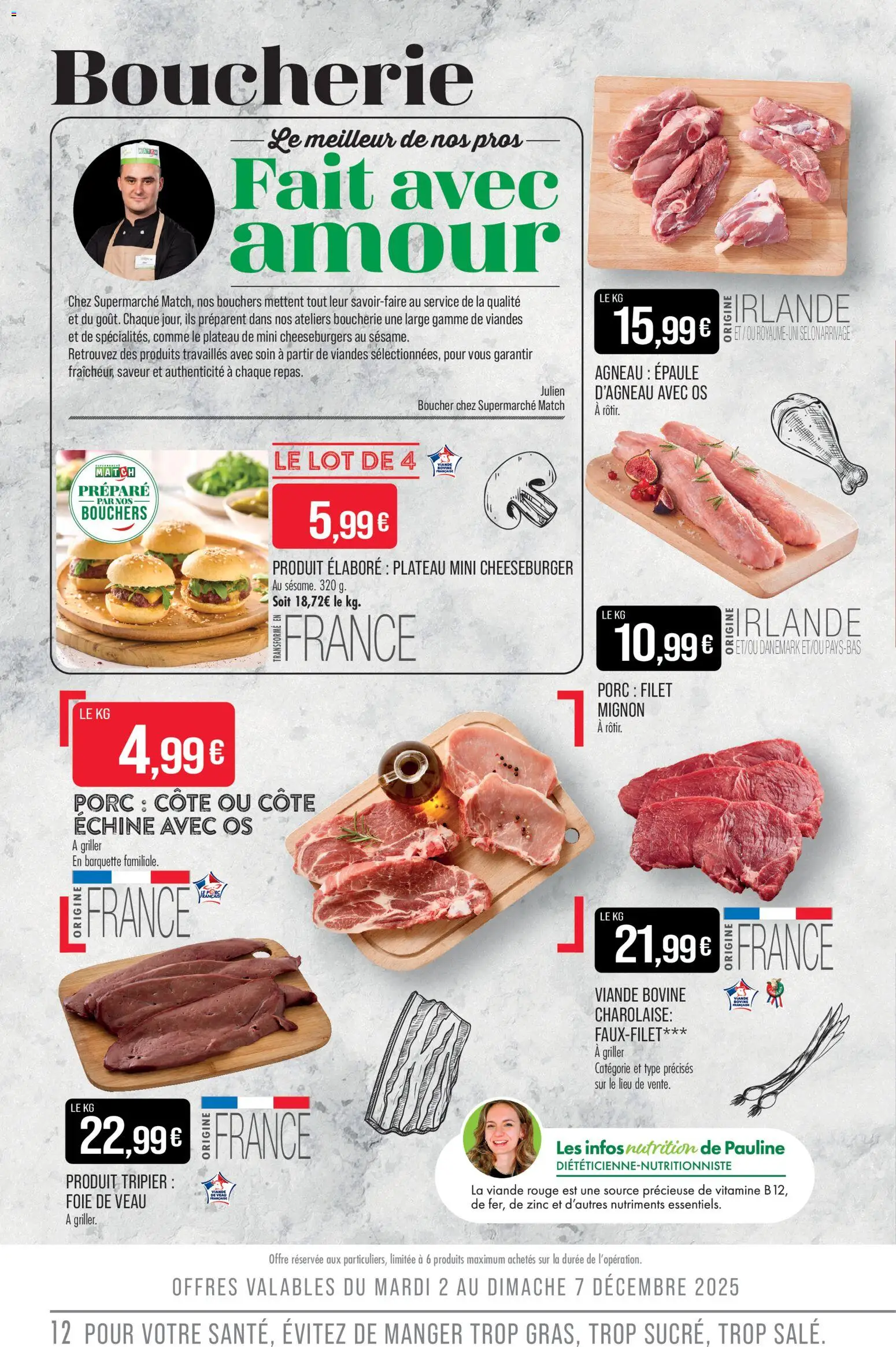 {H1} | Page: 12 | Produits: Plateau, Agneau, Foie de veau, Viande bovine