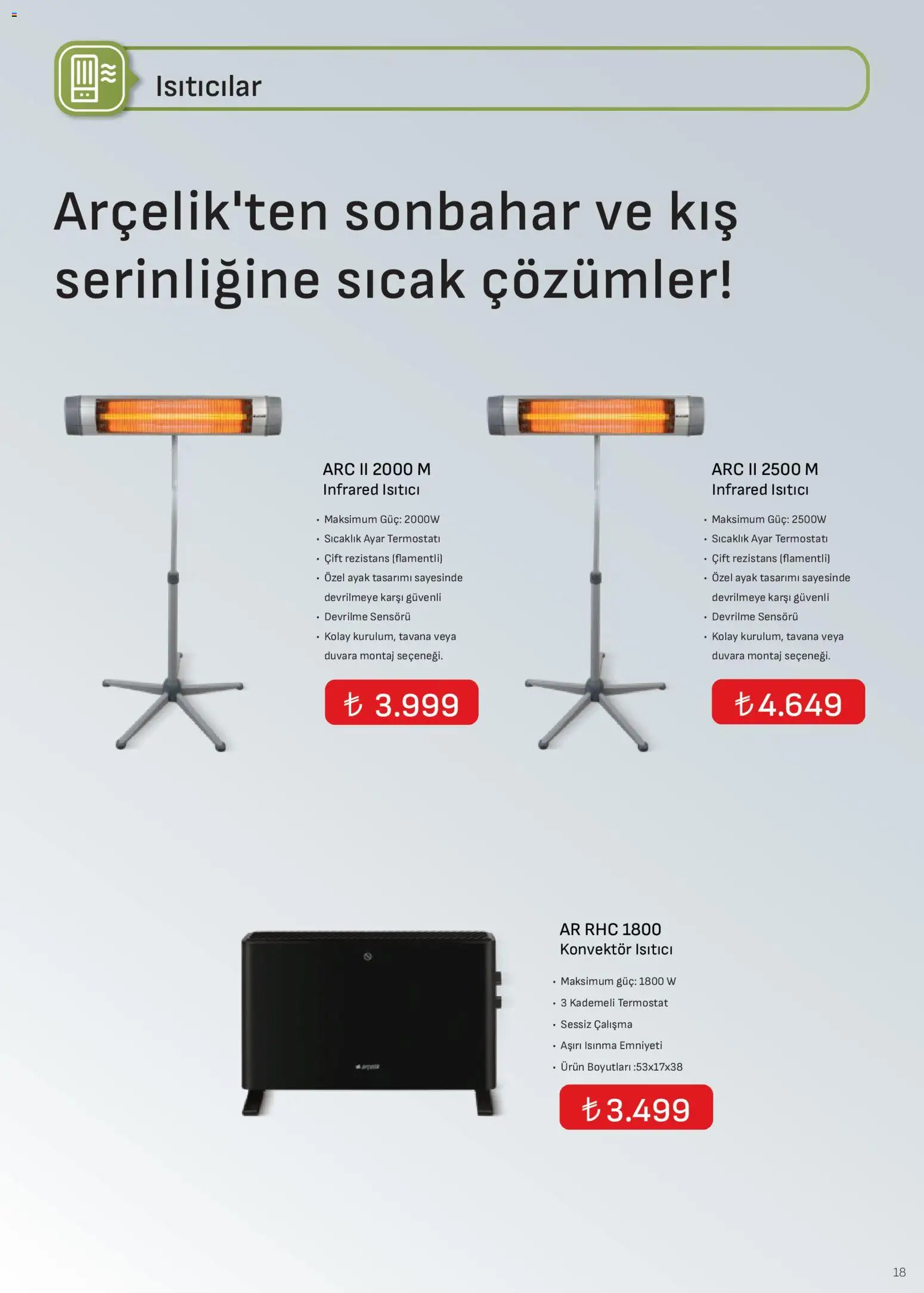 Arçelik İklimlendirme Kataloğu - 01.11.2025 tarihinden itibaren geçerlidir | Sayfa: 18