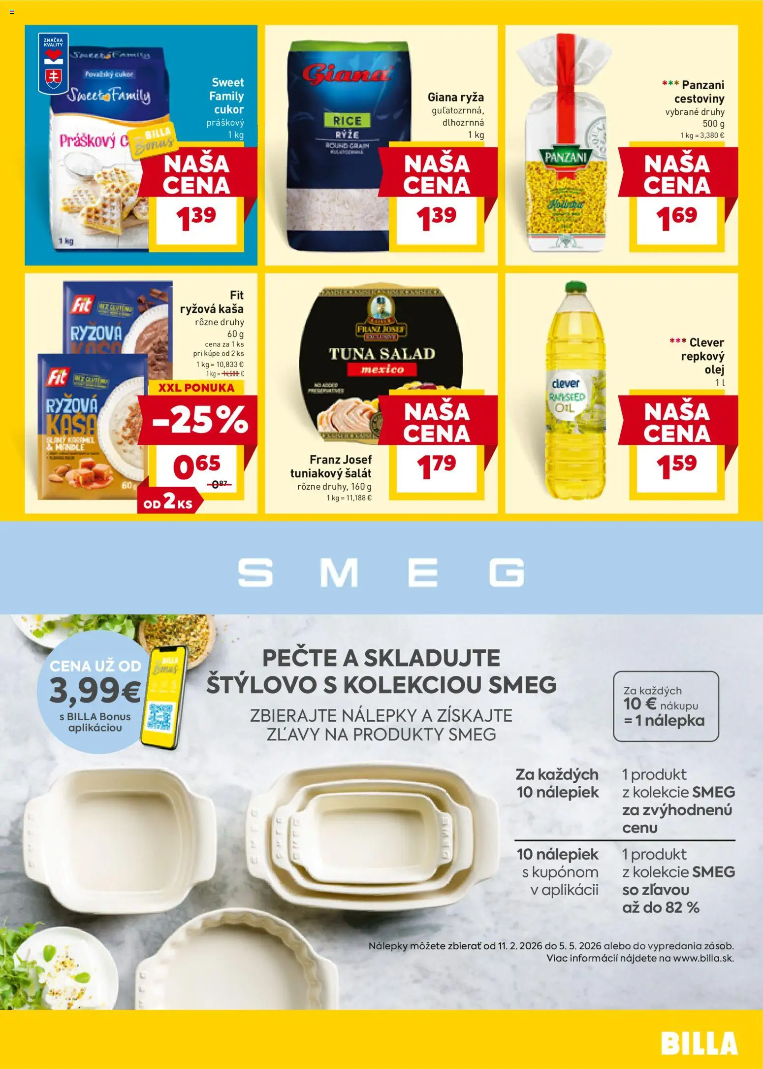 Nové Billa akcie – leták je platný od 18.02.2026 | Strana: 15 | Produkty: Olej, Ryža, Cestoviny, Šalát