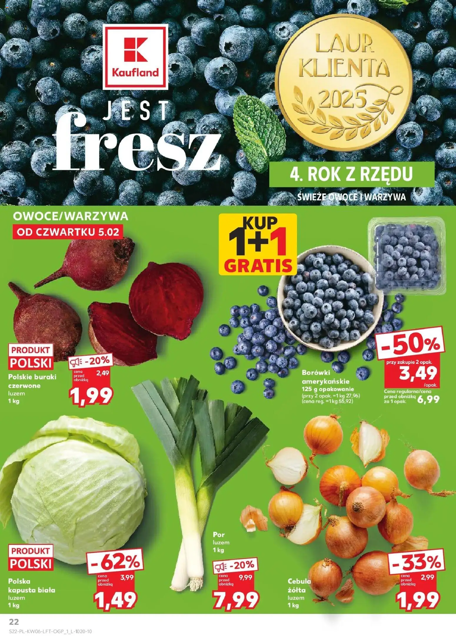 Kaufland gazetka od 05.02.2026 | Strona: 22 | Produkty: Kapusta, Buraki, Warzywa, Owoce