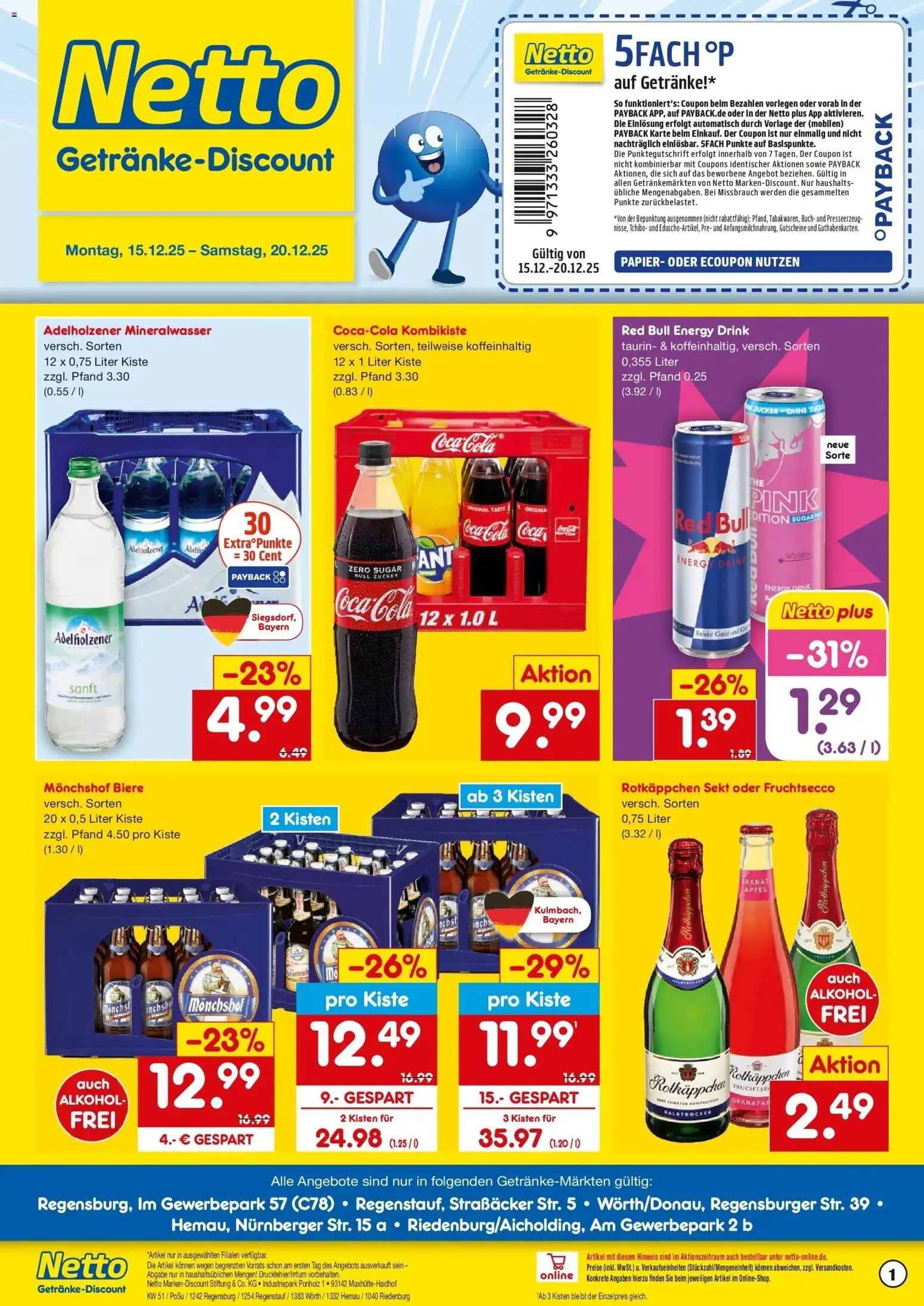 Netto Marken-Discount prospekt Hemau	 – gültig ab 15.12.2025 | Seite: 1 | Produkte: Rotkappchen sekt, Sekt, Äpfel, Mineralwasser