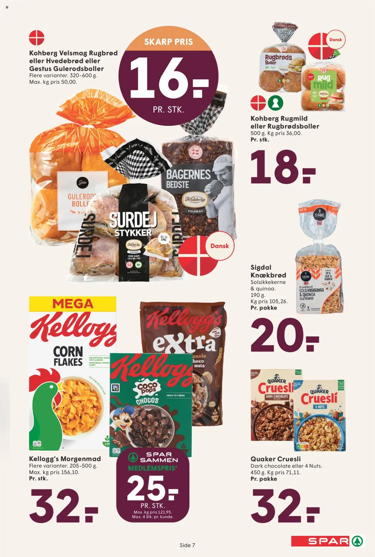 Spar tilbudsavis – gyldig fra 17.10.2025 | Side: 7 | Produkter: Solsikkekerner, Rugbrød, Knækbrød
