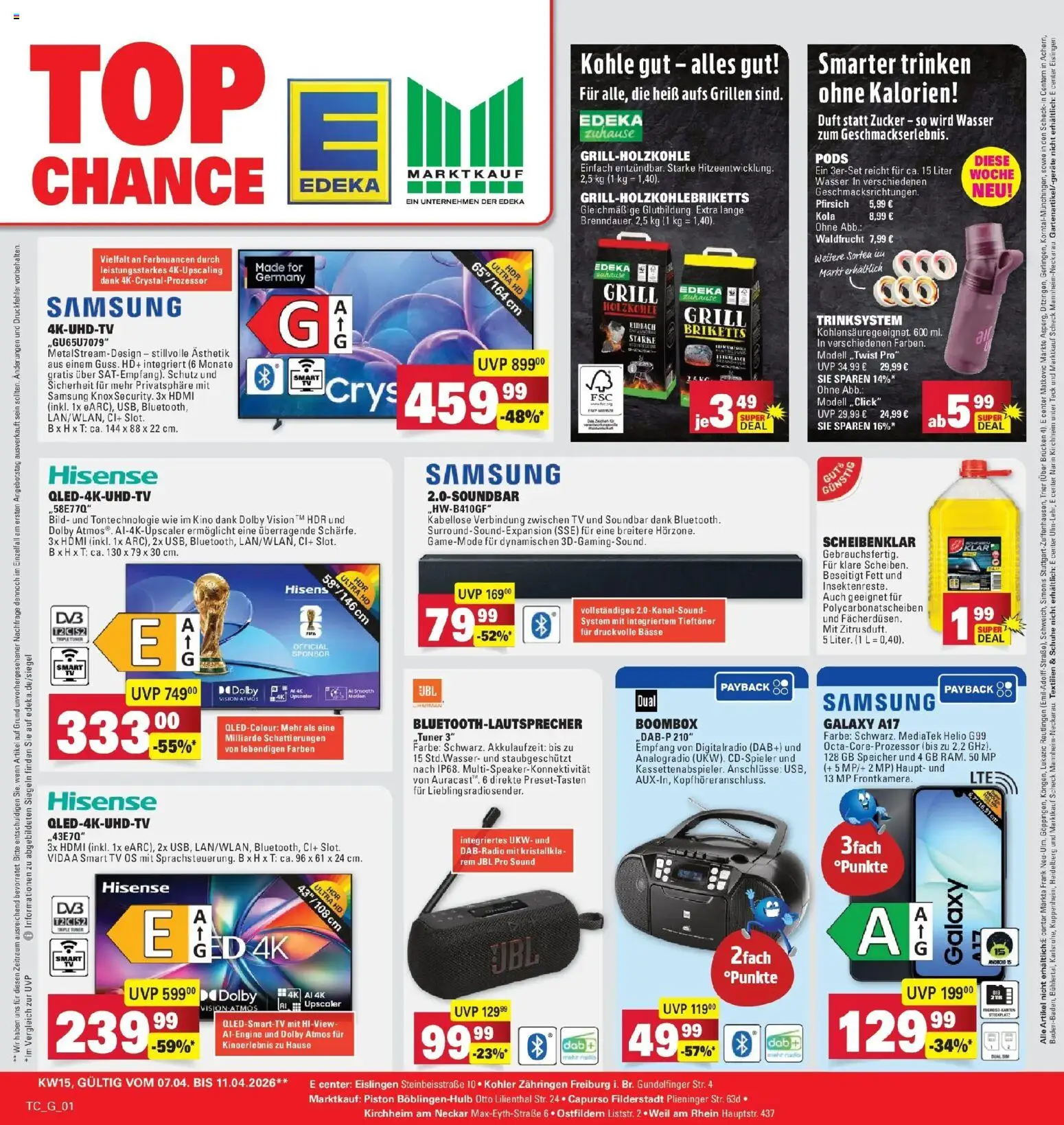 E center Prospekt Eislingen	 – gültig ab 05.04.2026 | Seite: 29 | Produkte: Grill, Smart TV, Wasser, Pfirsich