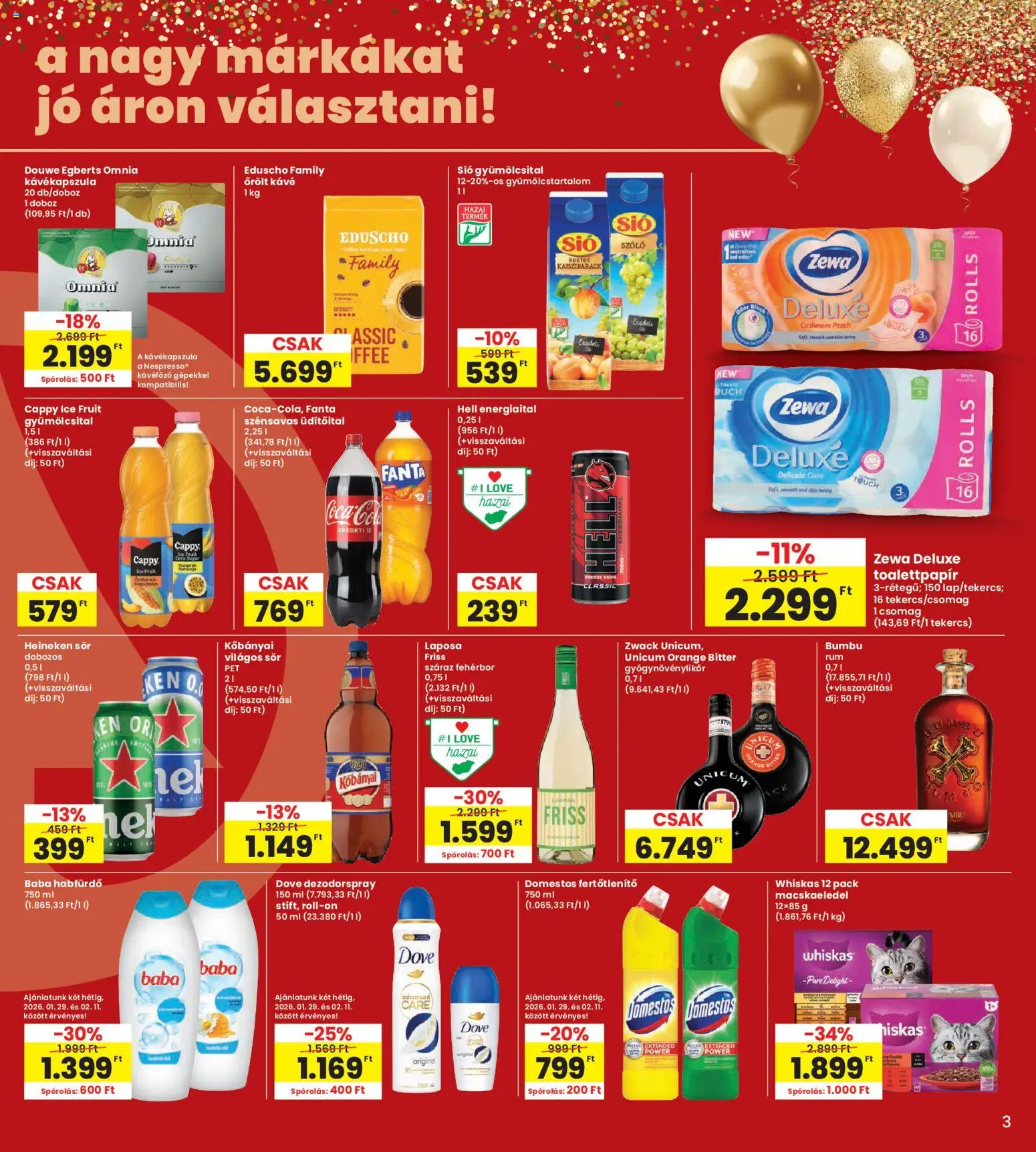 Interspar akciós ujság - amely érvényes a következő dátumtól: 29.01.2026 | Oldal: 3 | Termékek: Kávékapszula, Fanta, Kávéfőző, Sör