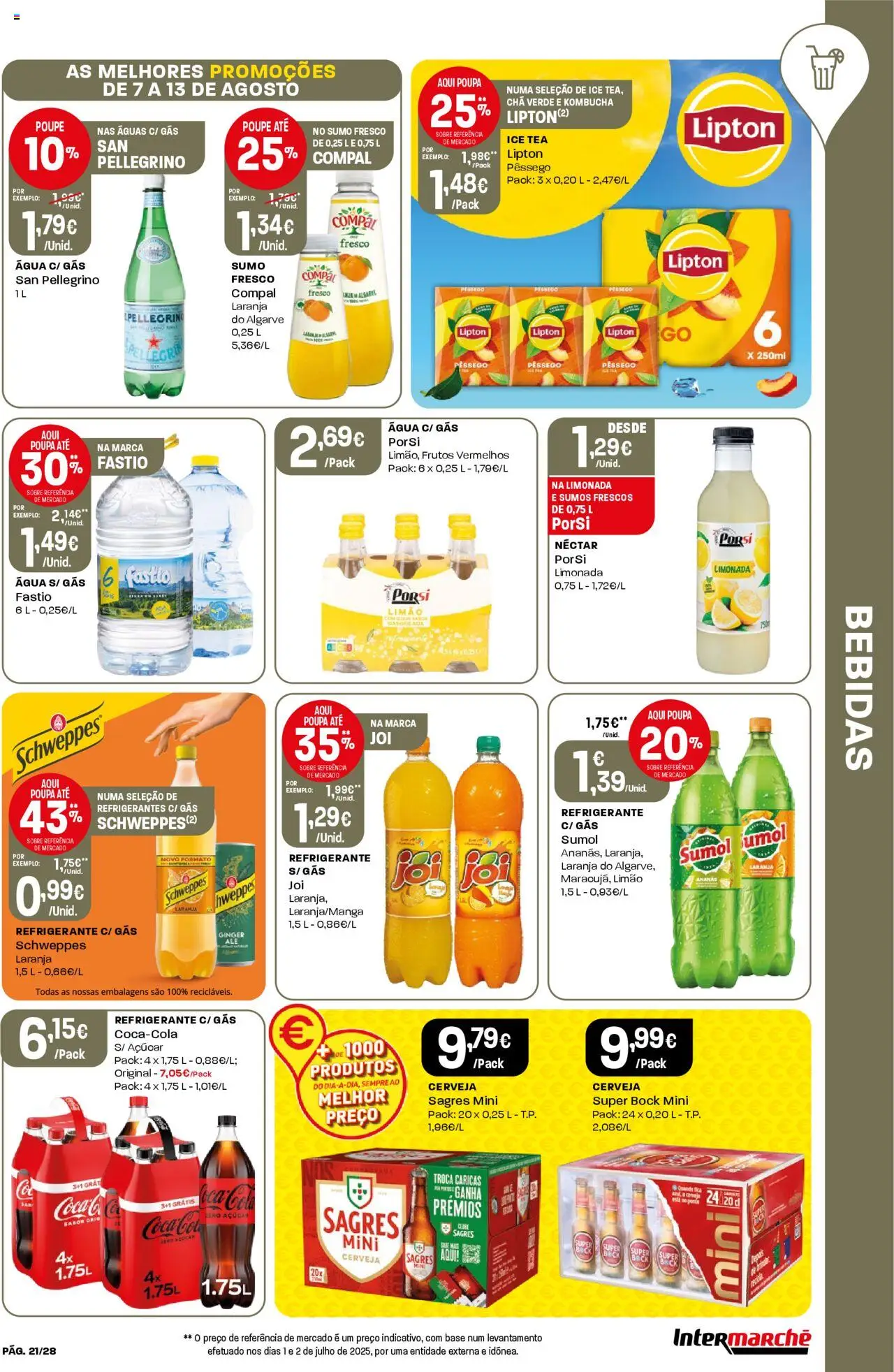 Intermarché folheto │ válido de 07.08.2025 | Página: 21 | Produtos: Super bock, Base, Cerveja, Açúcar