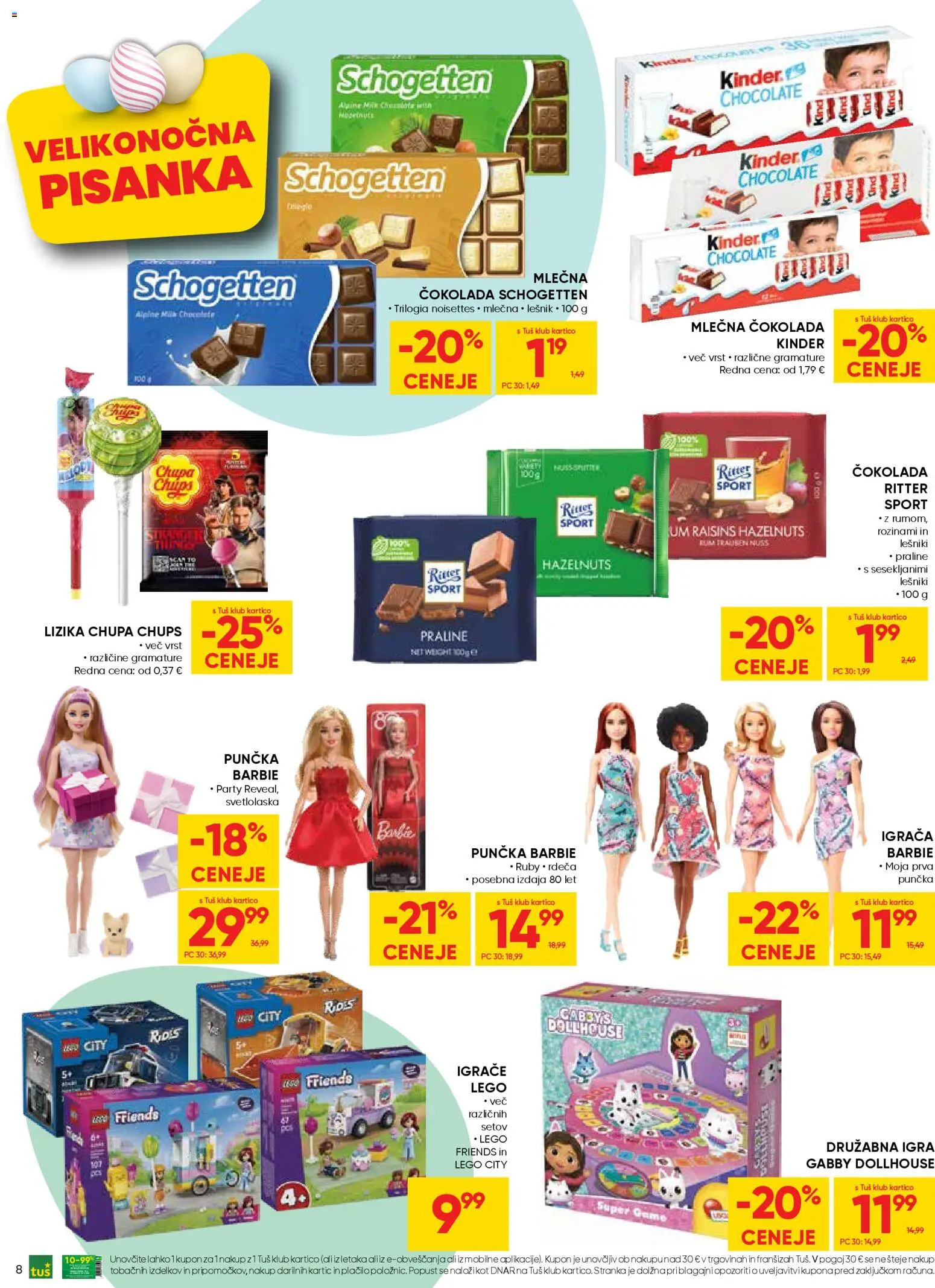 Novi Tuš katalog ponudbe – veljaven od 25.03.2026 | Stran: 8 | Izdelki: Igra, Cokolada