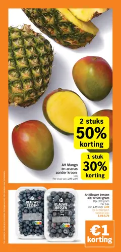 AH Mango en ananas zonder kroon- Los, Mango and pineapple without crown - Voorbeeld van een folder van Albert Heijn, geldig van 19.01.2026 | Pagina: 5 | Producten: Ananas, Kan, Mango