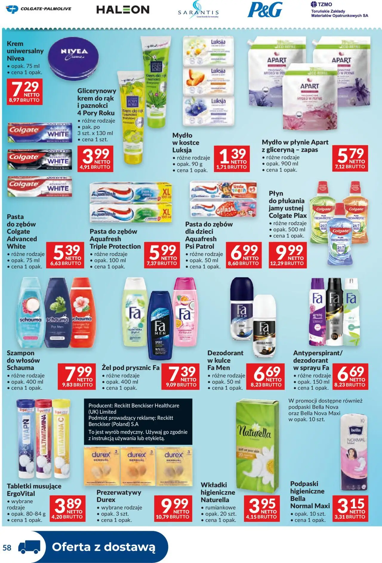 Makro Gazetka - Dystrybucja do sklepów od 16.09.2025 | Strona: 58 | Produkty: Podpaski bella, Podpaski, Krem do rąk, Krem