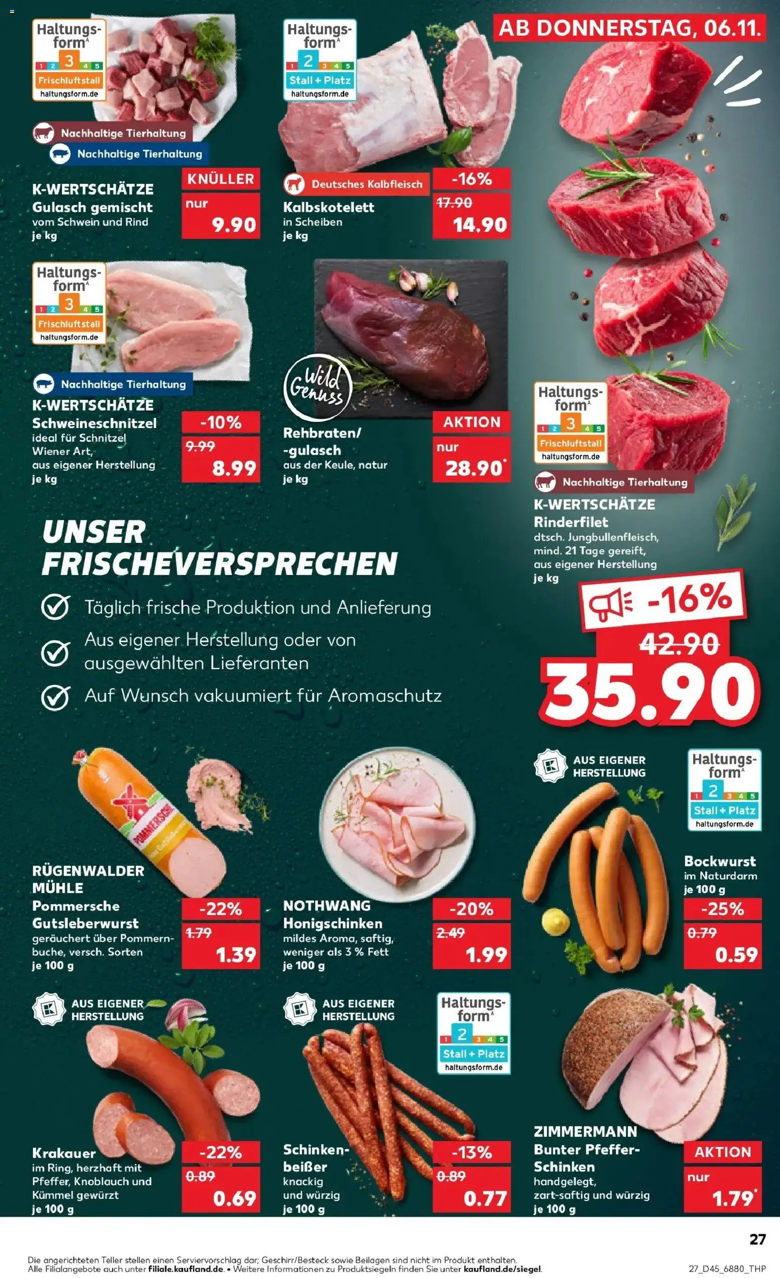 Kaufland prospekt Neunkirchen	 – gültig ab 10.11.2025 | Seite: 27 | Produkte: Rinderfilet, Schnitzel, Knoblauch, Schinken
