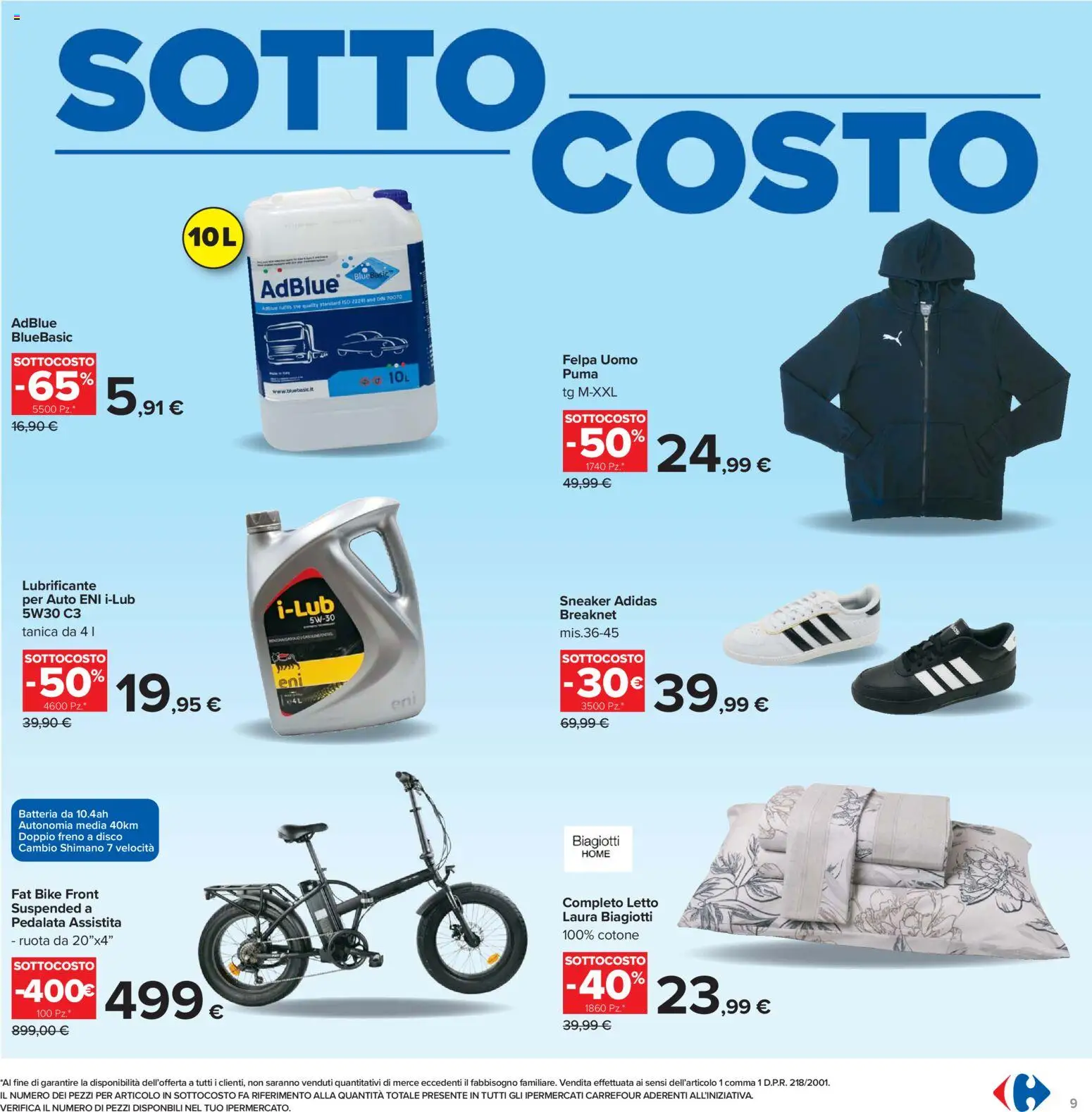 Volantino Carrefour del 06.02.2026 | Pagina: 9 | Prodotti: Lubrificante, Felpa, Disco, Letto