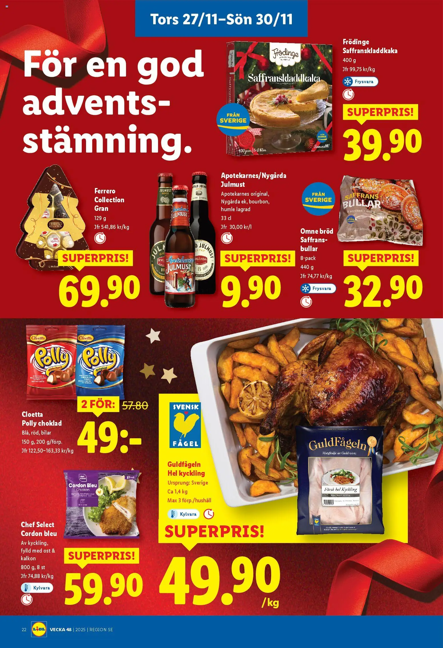 Lidl reklamblad aktuell från 24.11.2025 | Sida: 26 | Produkter: Ost, Bröd, Choklad, Kalkon