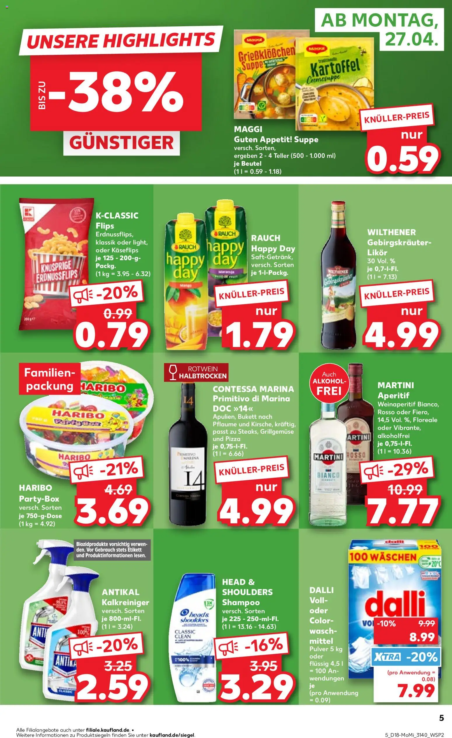 Kaufland Prospekt Leipzig	 – gültig ab 27.04.2026 | Seite: 5 | Produkte: Likör, Rotwein halbtrocken, Head & shoulders, Shampoo