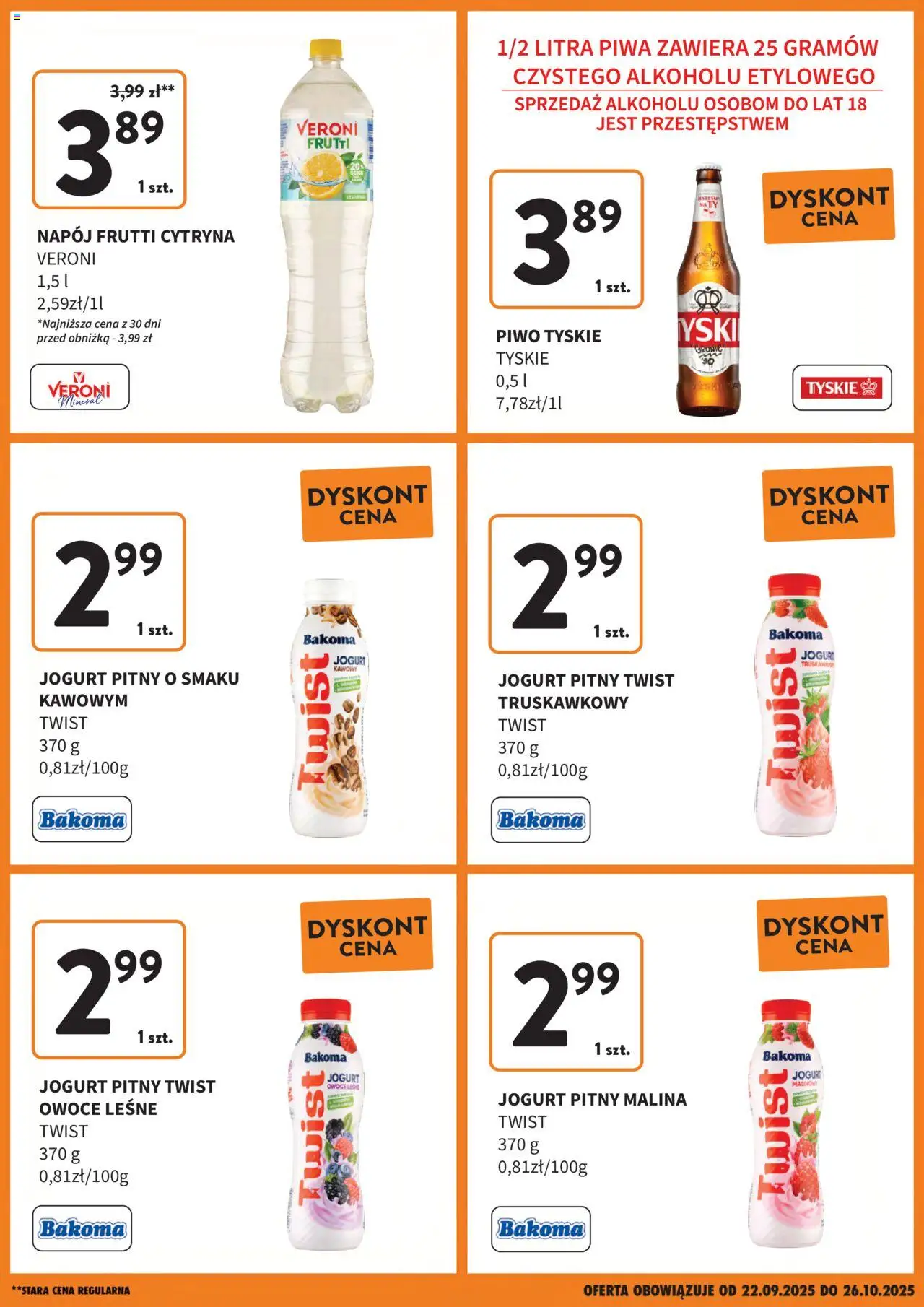 Intermarche Gazetka - Nowa niższa cena od 22.09.2025 | Strona: 5 | Produkty: Jogurt pitny, Tyskie, Jogurt, Piwo
