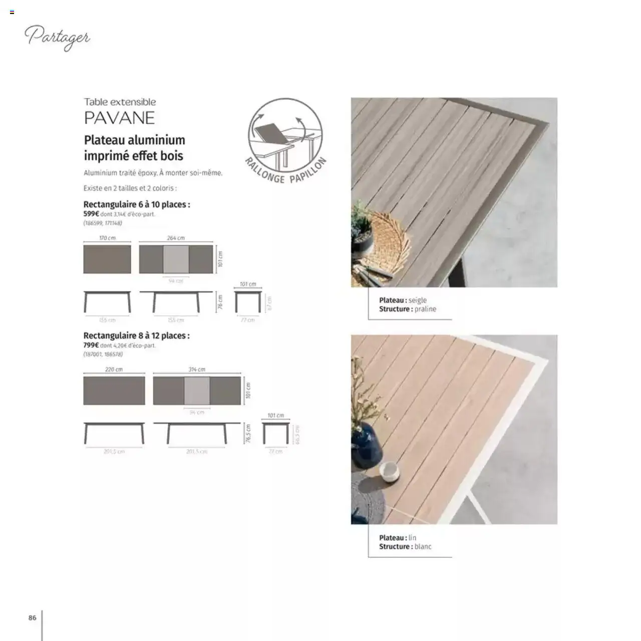  | Page: 86 | Produits: Plateau, Table extensible, Table