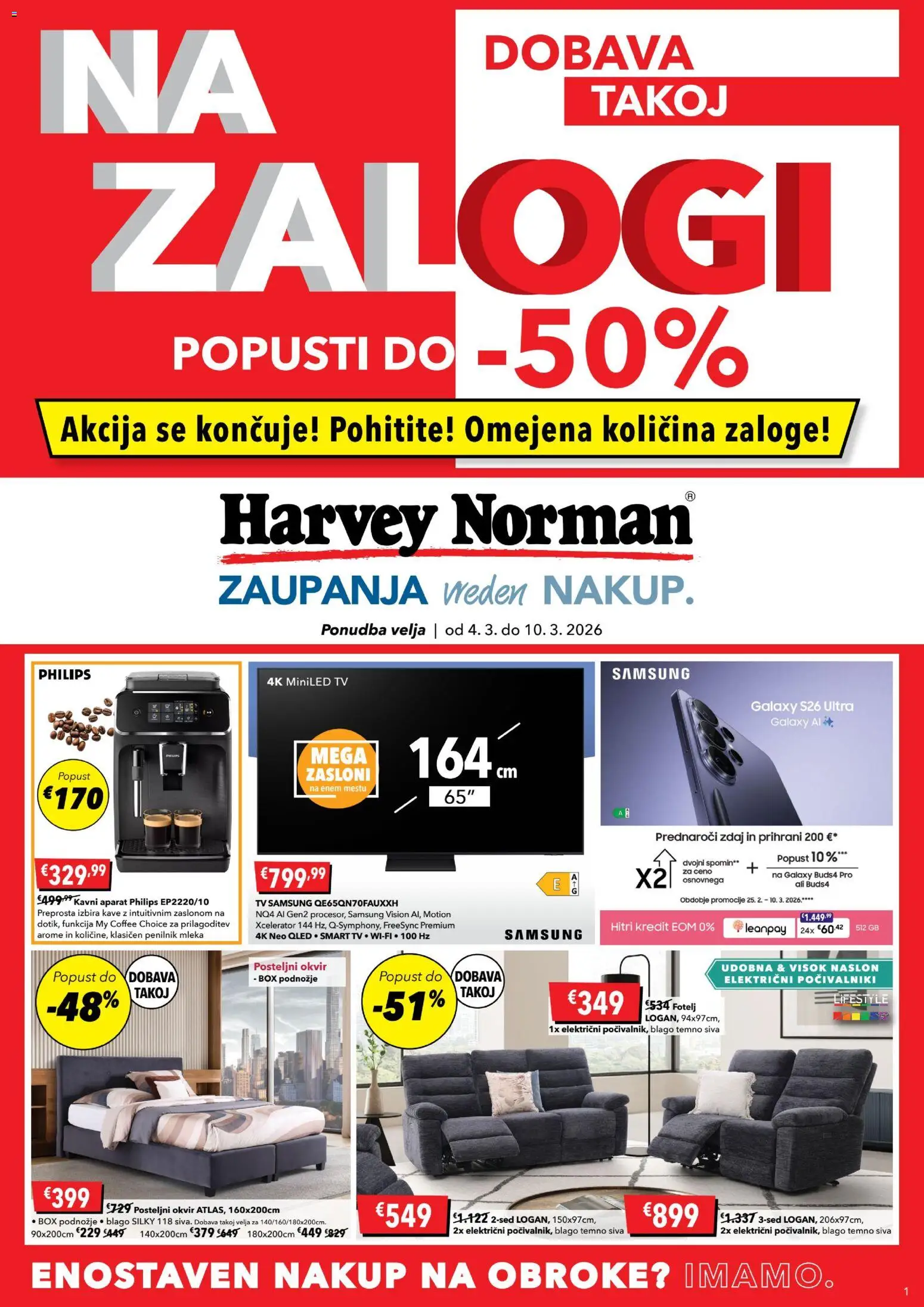 Novi Harvey Norman katalog ponudbe – veljaven od 04.03.2026 | Stran: 1 | Izdelki: Tv, Okvir, Posteljni okvir
