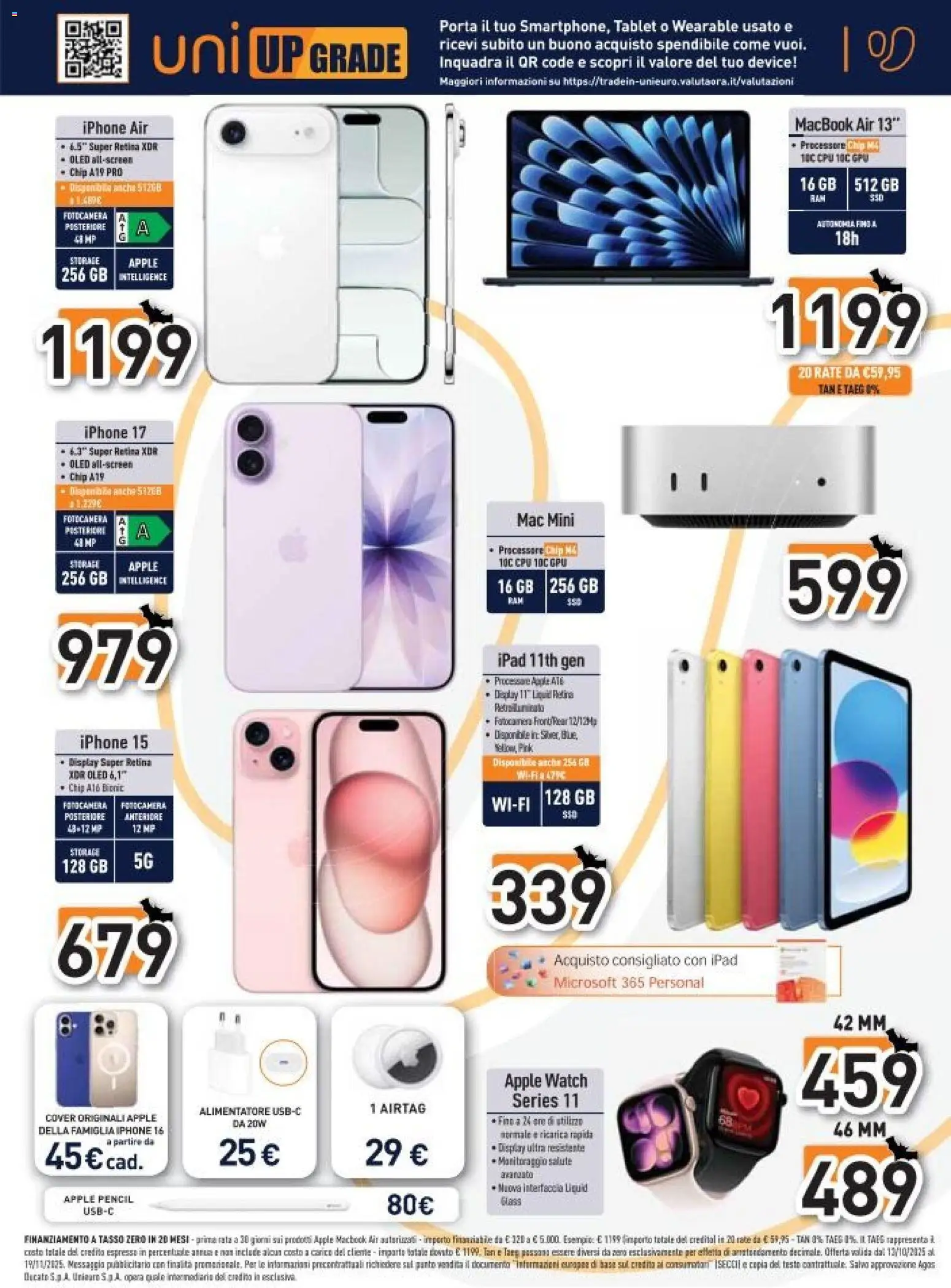 Volantino Unieuro del 27.10.2025 | Pagina: 15 | Prodotti: Iphone, Fotocamera, Ipad, Apple Watch