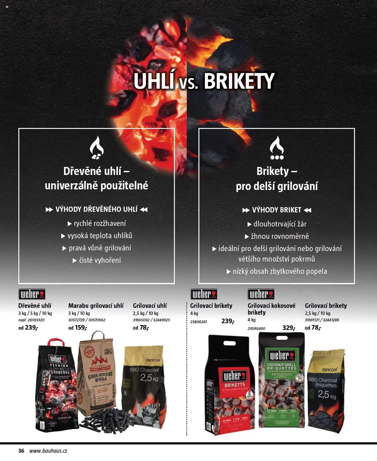 Bauhaus katalog Grilování od 26.06.2025 | Strana: 36 | Produkty: Grilování, Dřevěné uhlí, Brikety, Grilovací brikety