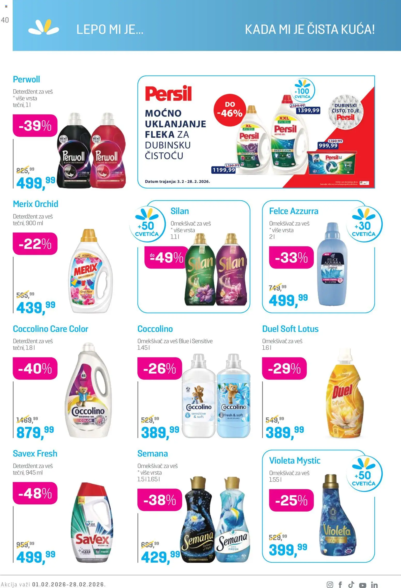 Lilly drogerie katalog - važi od 01.02.2026 | Strana: 40 | Proizvode: Perwoll, Silan, Coccolino, Omekšivač za veš