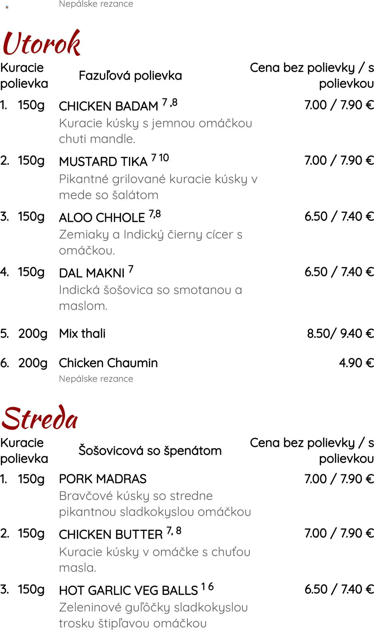 Makalu Trade s.r.o. - Makalu menu 7.4.-11.4.25 │ platný od 09.04.2025 | Strana: 2 | Produkty: Šošovica, Rezance, Zemiaky