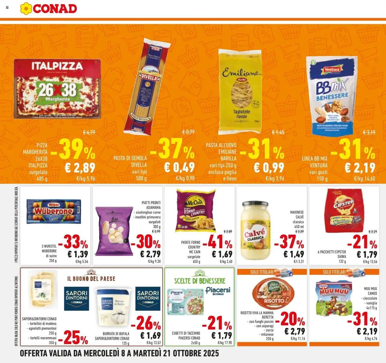 Volantino Conad del 08.10.2025 | Pagina: 30 | Prodotti: Patate, Maionese, Pasta, Zucca