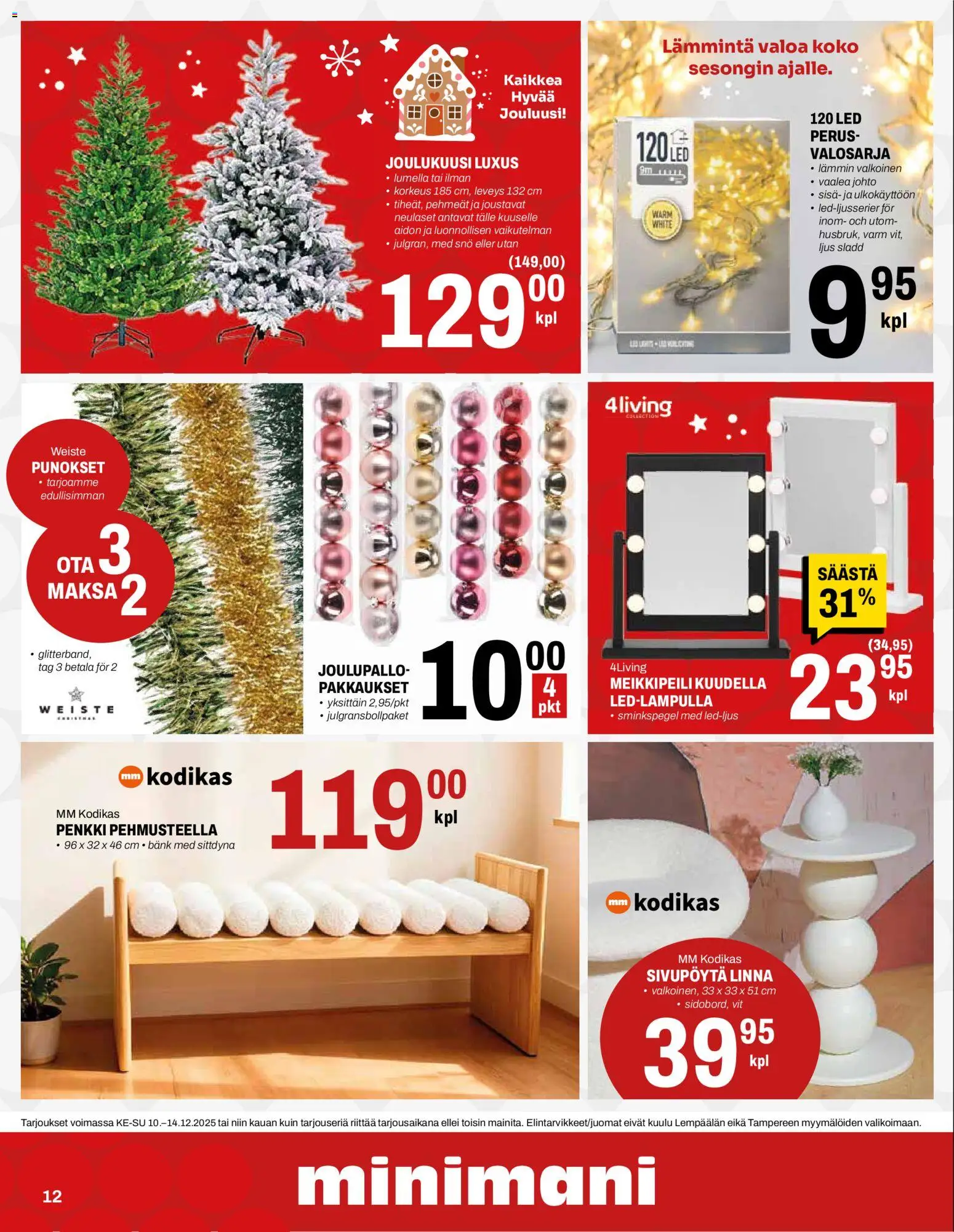 Minimani tarjoukset – voimassa 10.12.2025 alkaen | Sivu: 12 | Tuotteet: Meikkipeili, Penkki
