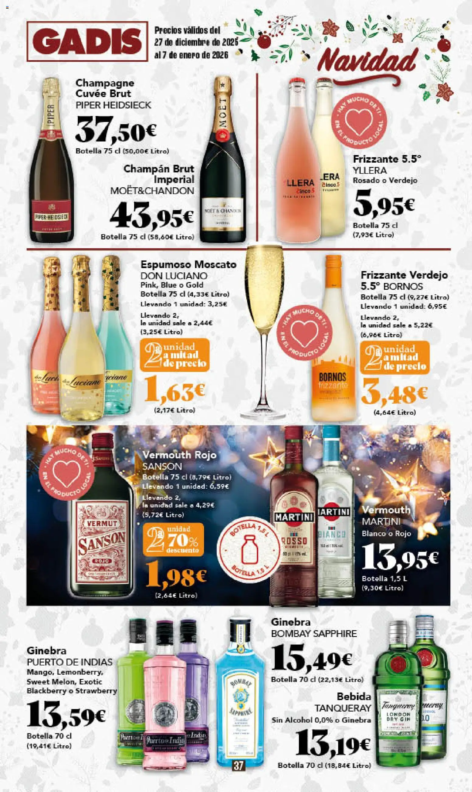 Gadis - folleto │ válido desde el 27.12.2025 | Página: 37 | Productos: Ginebra, Μαρμελάδα ροδάκινο