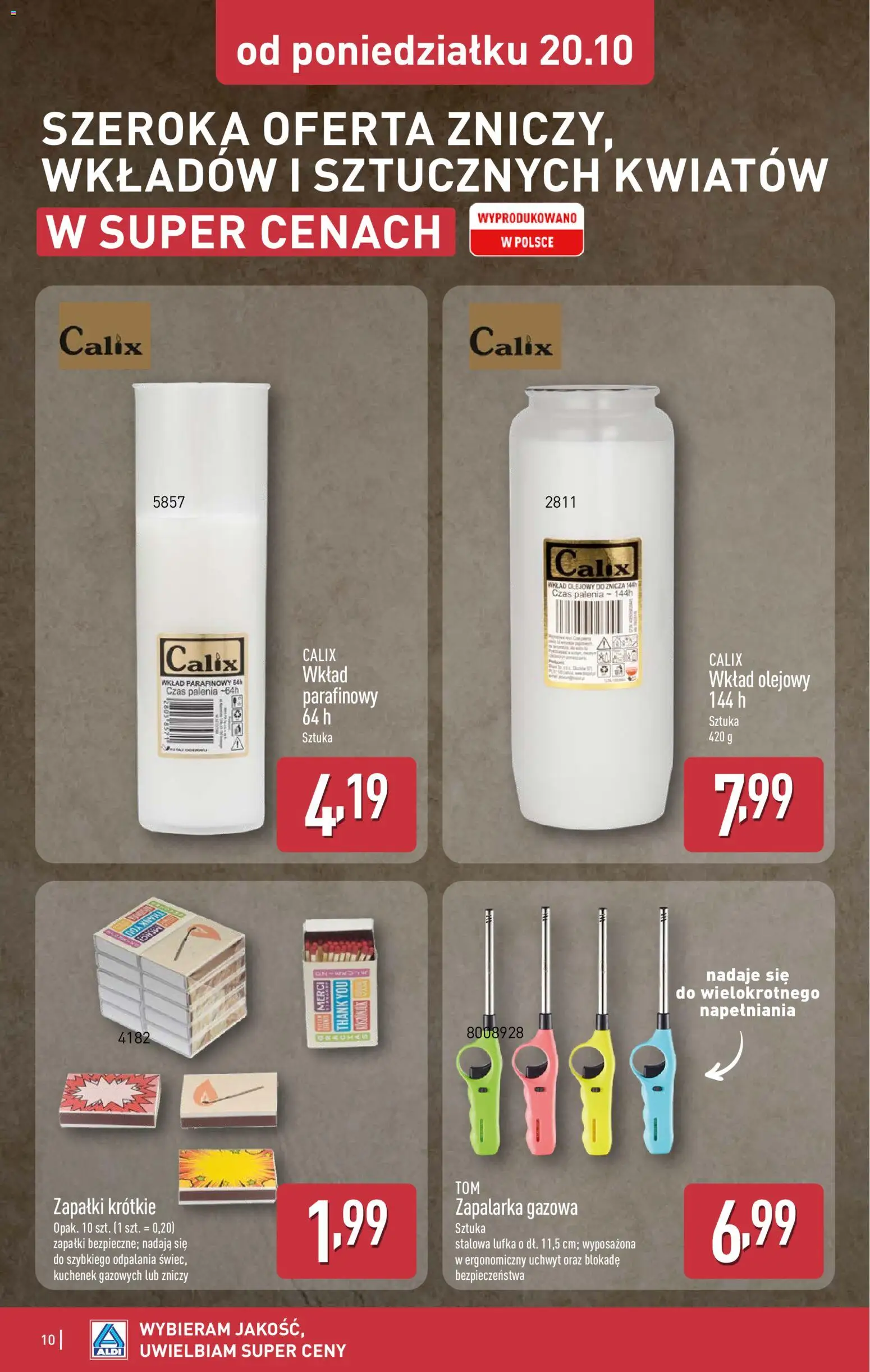 Aldi Gazetka - Okazje na weekend od 23.10.2025 | Strona: 10 | Produkty: Wkład olejowy do znicza, Merci