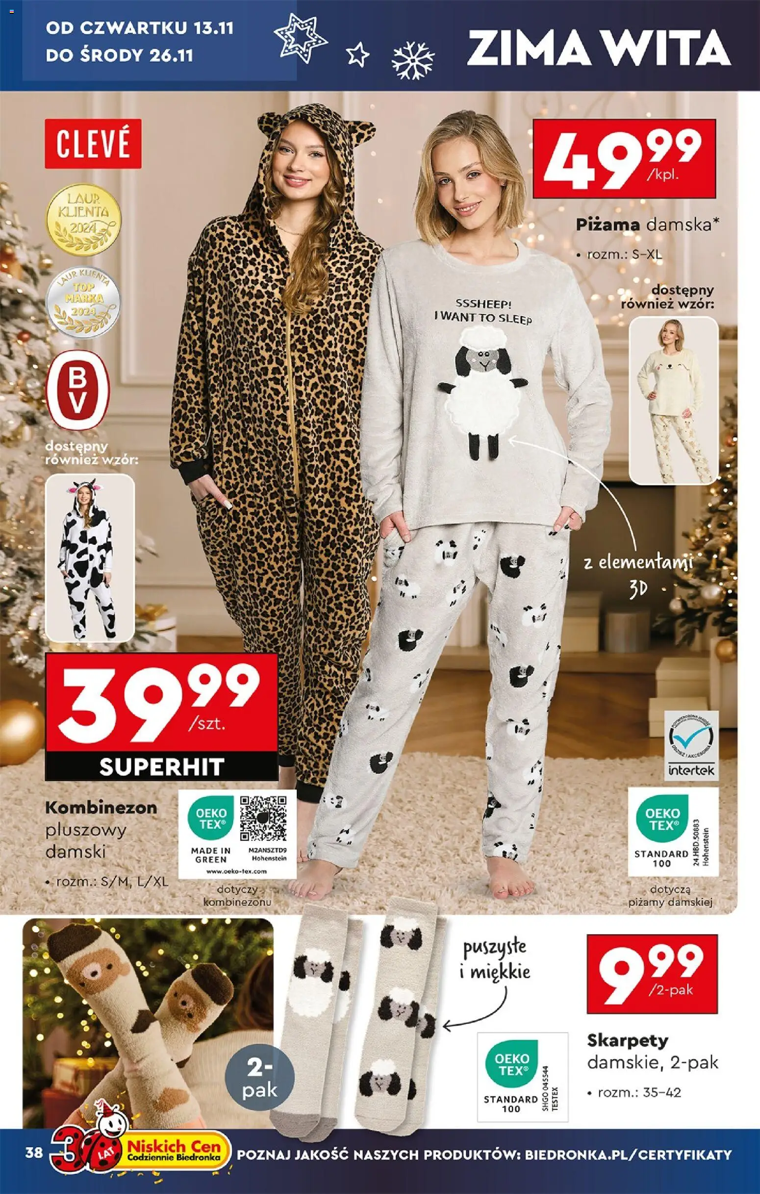 Biedronka gazetka - Hity i inspiracje od 10.11.2025 | Strona: 40 | Produkty: Kombinezon, Skarpety, Piżama