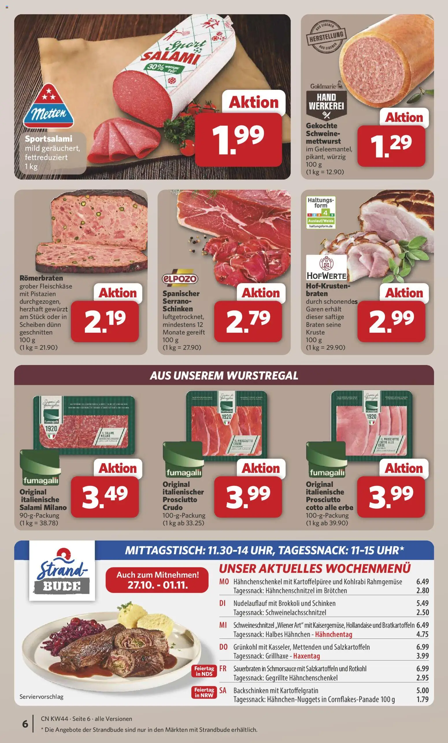 Combi Prospekt 	 – gültig ab 27.10.2025 | Seite: 6 | Produkte: Hahnchen, Hahnchenschenkel, Salami, Schinken