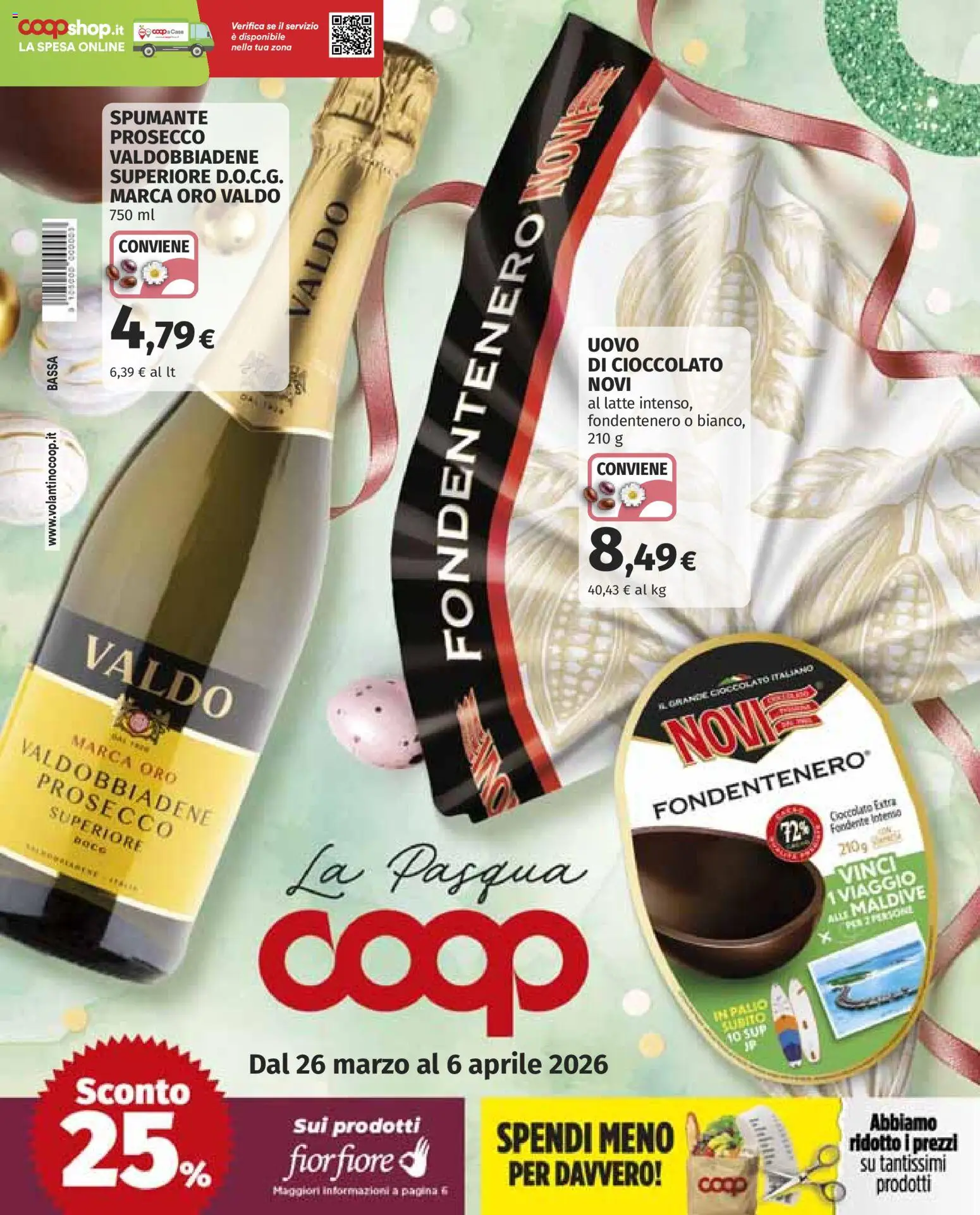 Volantino COOP del 26.03.2026 | Pagina: 1 | Prodotti: Cioccolato, Prosecco, Latte, Spumante