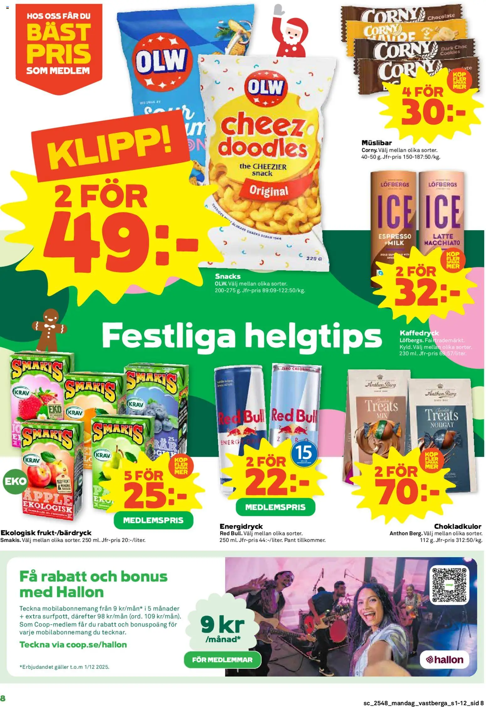 Coop Forum reklamblad aktuell från 24.11.2025 | Sida: 8 | Produkter: Red bull, Galler, Energidryck, Hallon