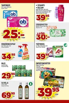 Din Mat reklamblad aktuell från 15.09.2025 | Sida: 6 | Produkter: Schampo, Galler, Olivolja, Rengöringsspray