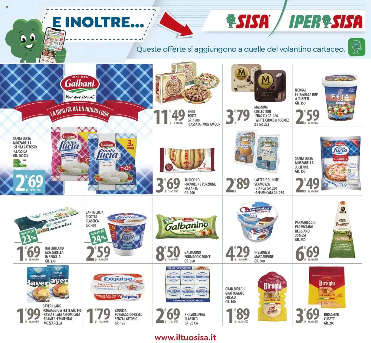 Volantino SISA del 08.08.2025 | Pagina: 16 | Prodotti: Mozzarella senza lattosio, Pasta, Feta, Mascarpone