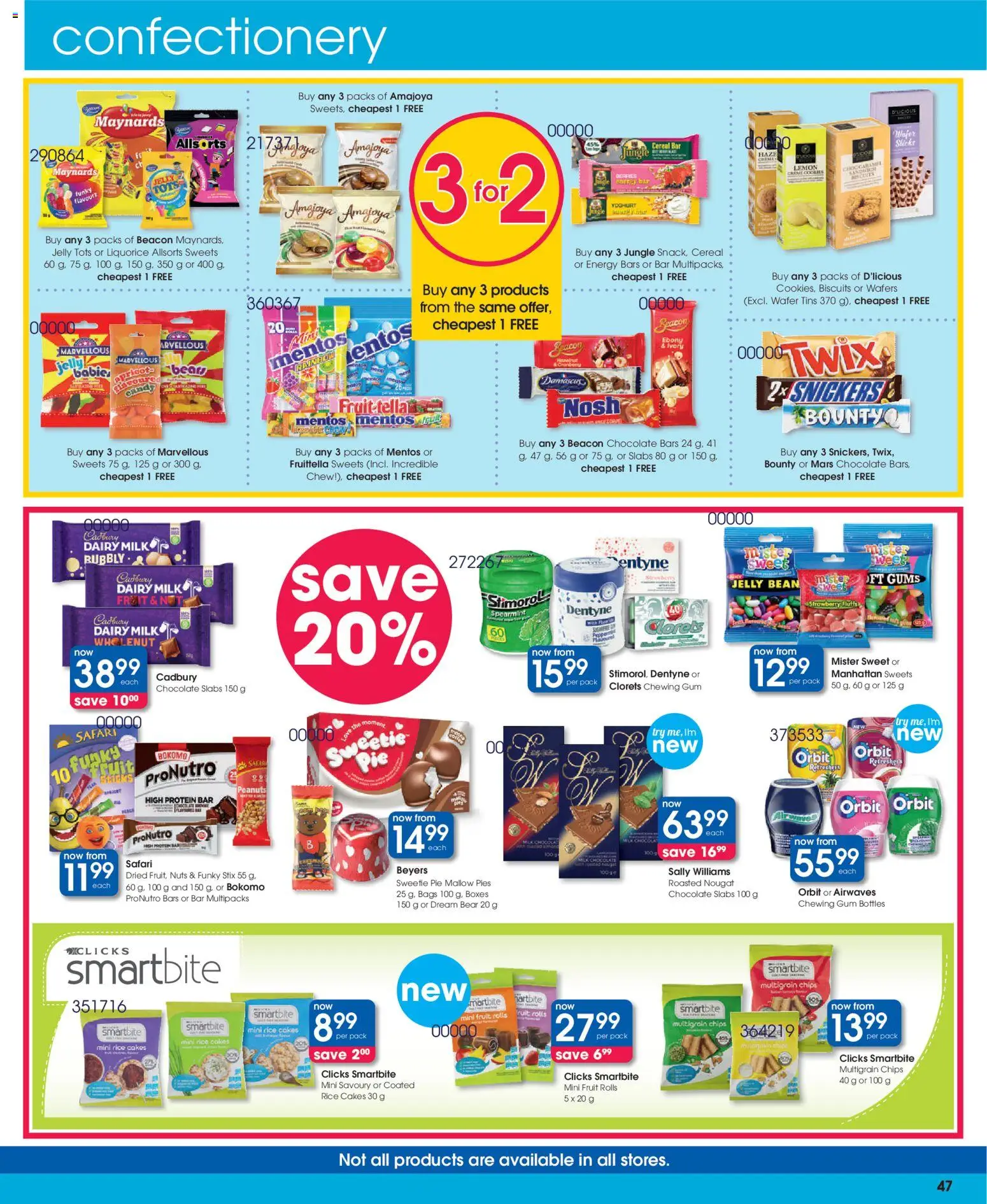New Clicks catalogue – valid from 23.10.2025 | Page: 47 | Products: Sweets, Yoghurt, Nuts, Peanuts